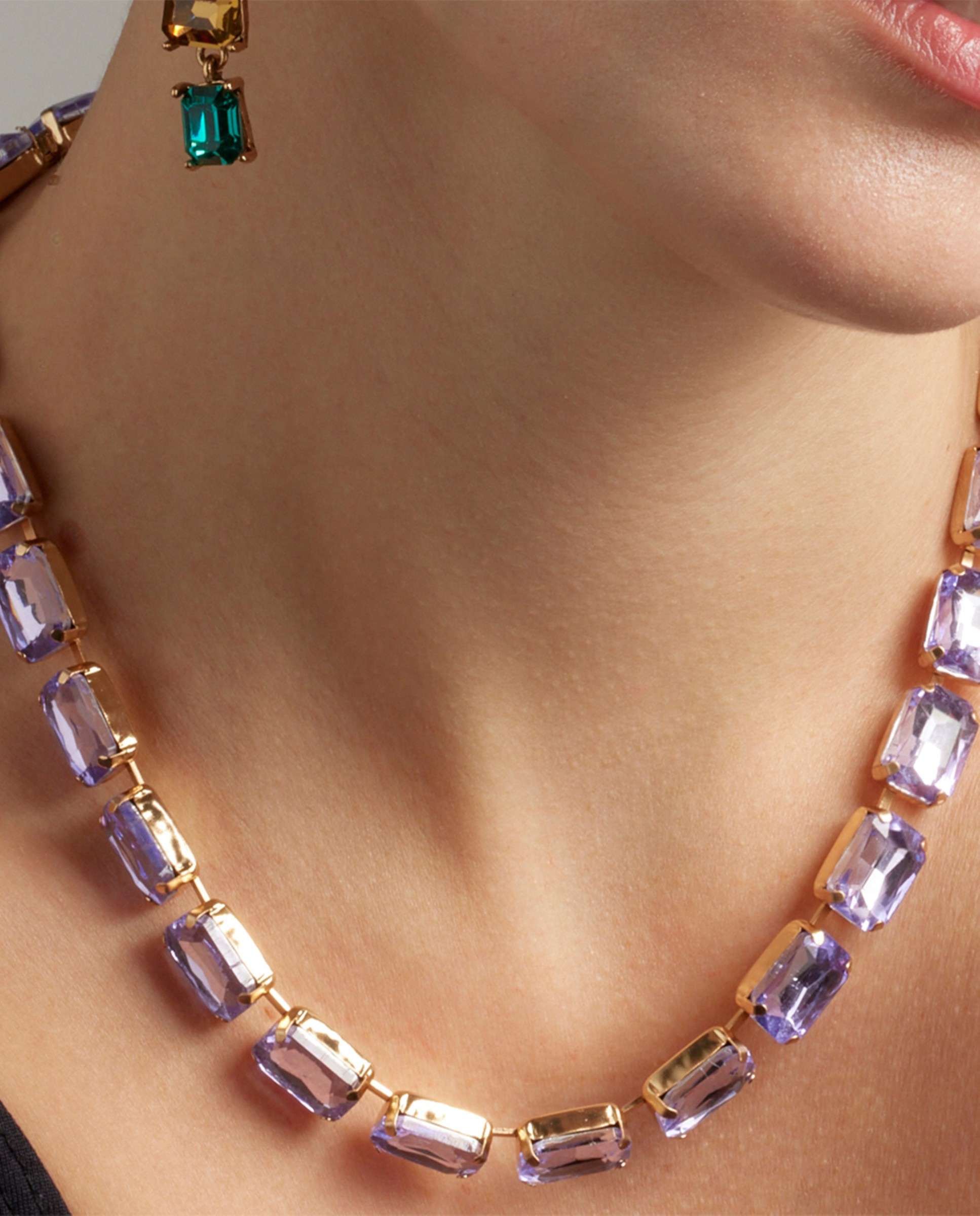 Colar África com Acabamento em Ouro Amarelo de 18 Quilates com Cristal Roxo Roxo-3