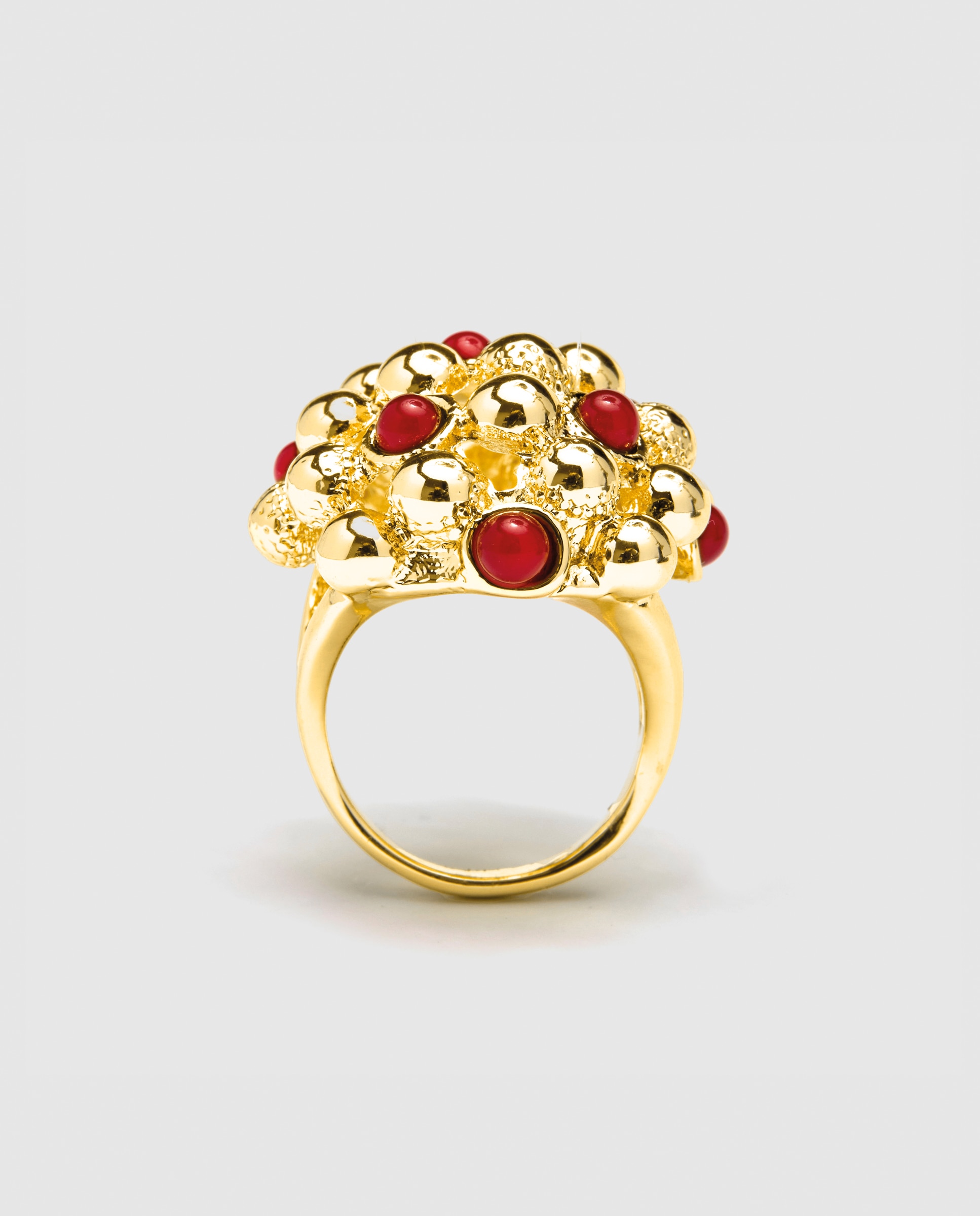 Anel África Acabado em Ouro Amarelo de 18 Quilates com Coral Ouro-7