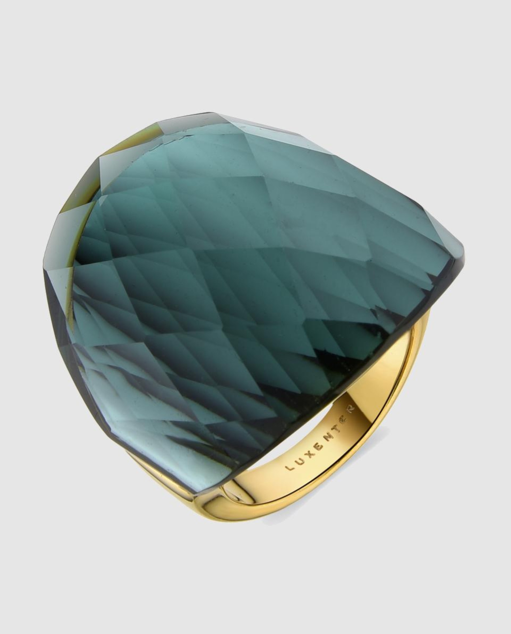 Anel África com Acabamento em Ouro de 18 Quilates com Quartzo Hidrotermal Onix Verde-1
