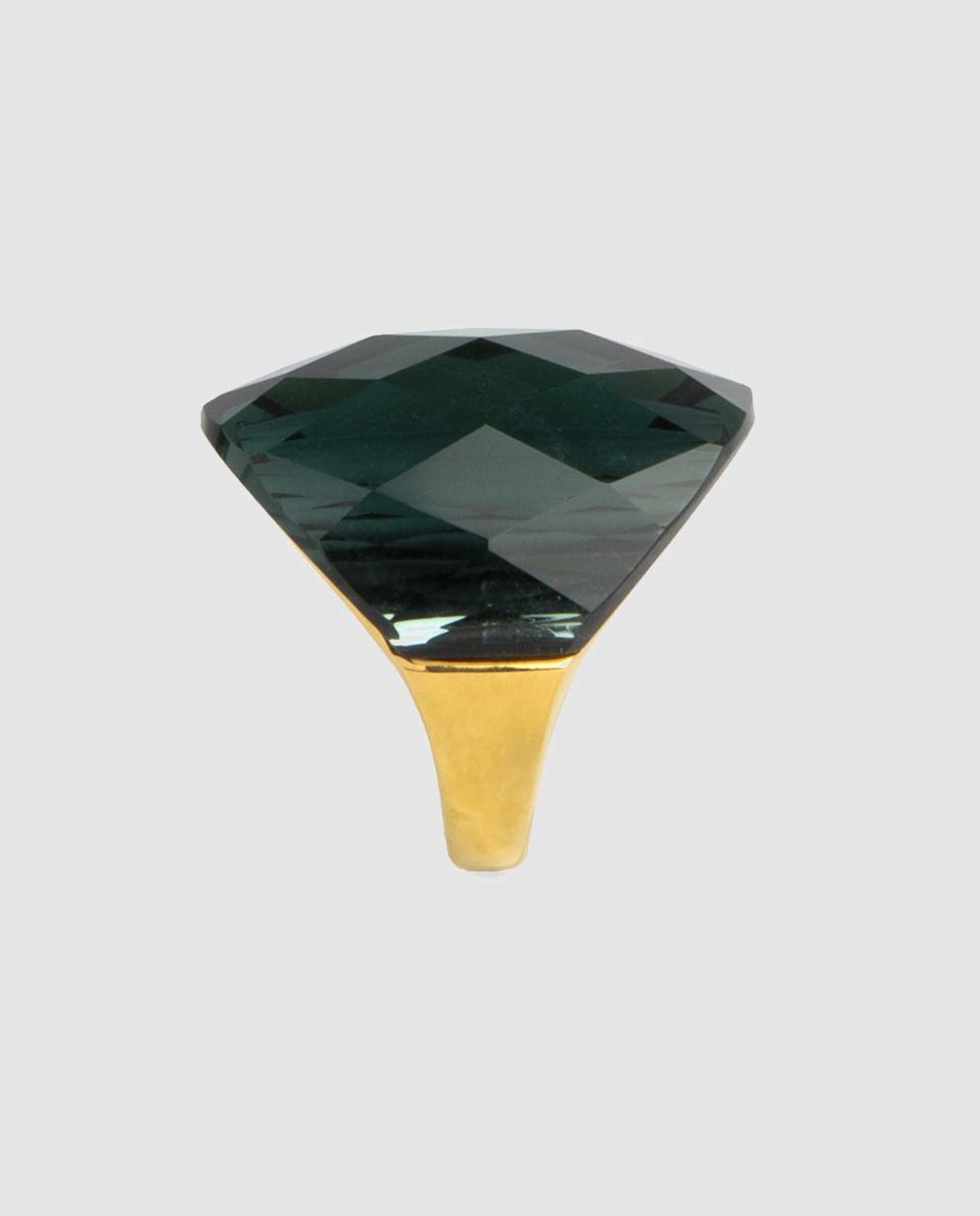 Anel África com Acabamento em Ouro de 18 Quilates com Quartzo Hidrotermal Onix Verde-3