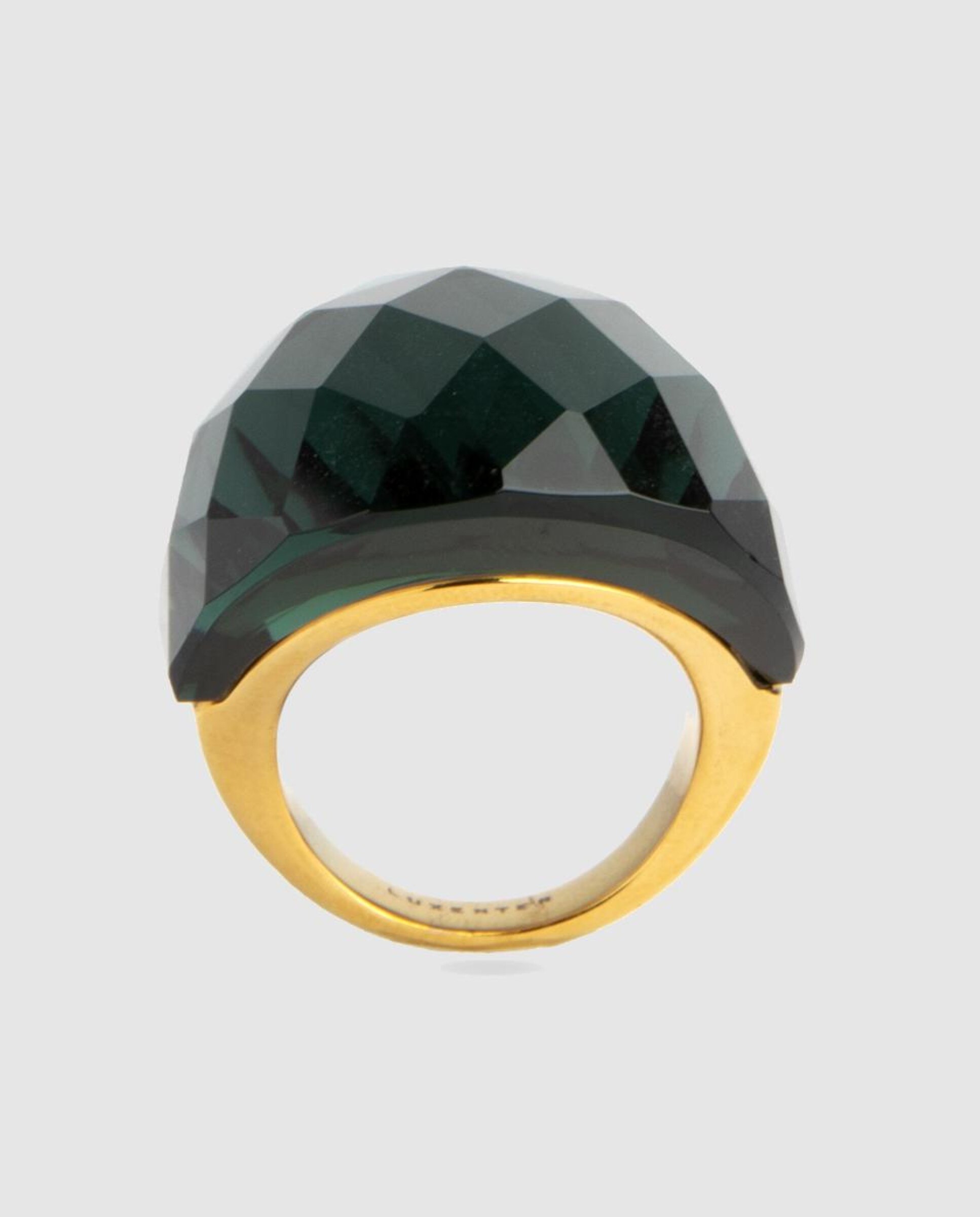 Anel África com Acabamento em Ouro de 18 Quilates com Quartzo Hidrotermal Onix Verde-7