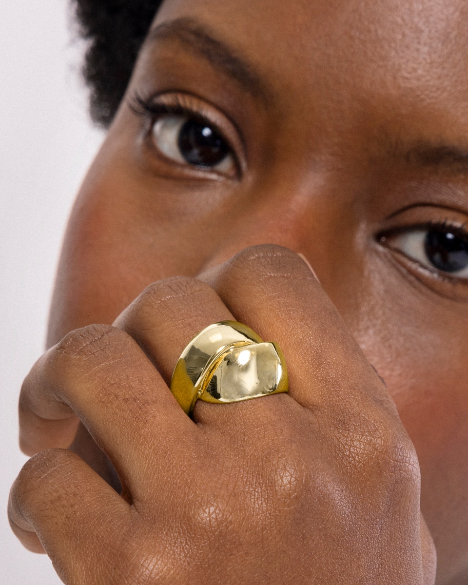 Anel África Acabado em Ouro de 18 Quilates Dourado-3