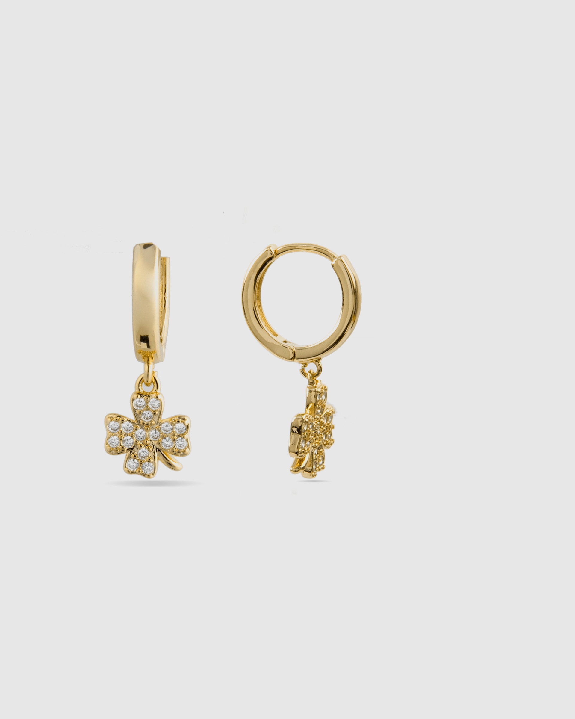 Brincos Basic Acabados em Ouro Amarelo de 18 Quilates com Zirconita Brilhante Ouro-1