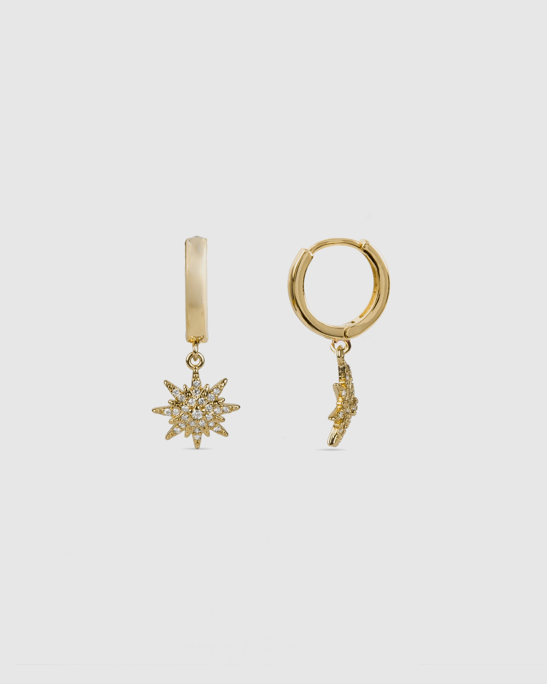 Brincos Basic Acabados em Ouro Amarelo de 18 Quilates com Zirconita Brilhante Ouro-1