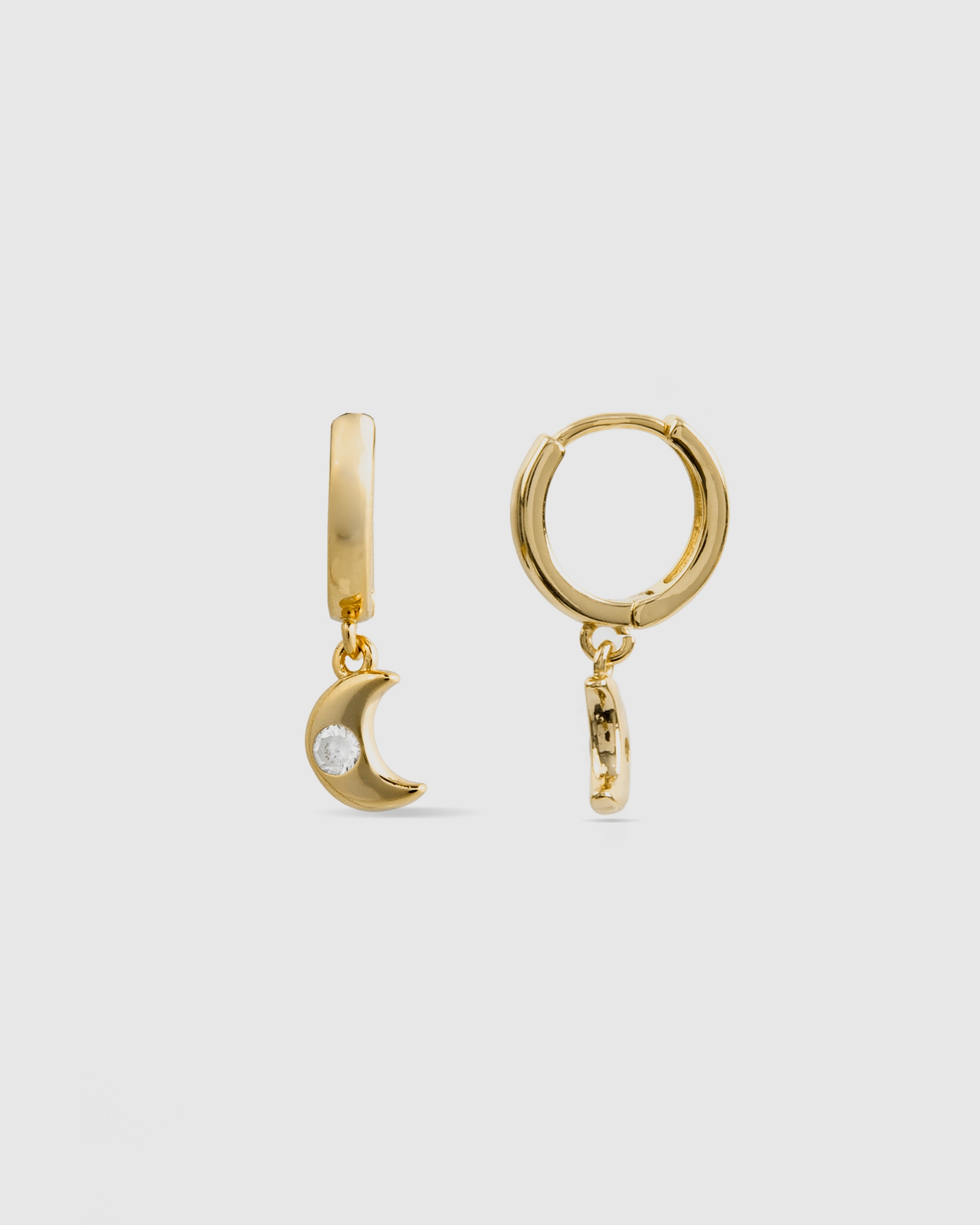 Brincos Basic Acabados em Ouro Amarelo de 18 Quilates com Zirconita Brilhante Ouro-1
