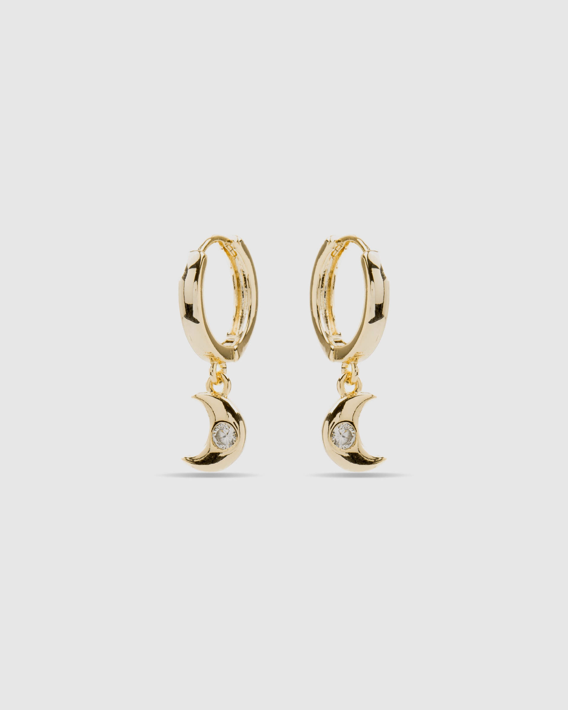 Brincos Basic Acabados em Ouro Amarelo de 18 Quilates com Zirconita Brilhante Ouro-3