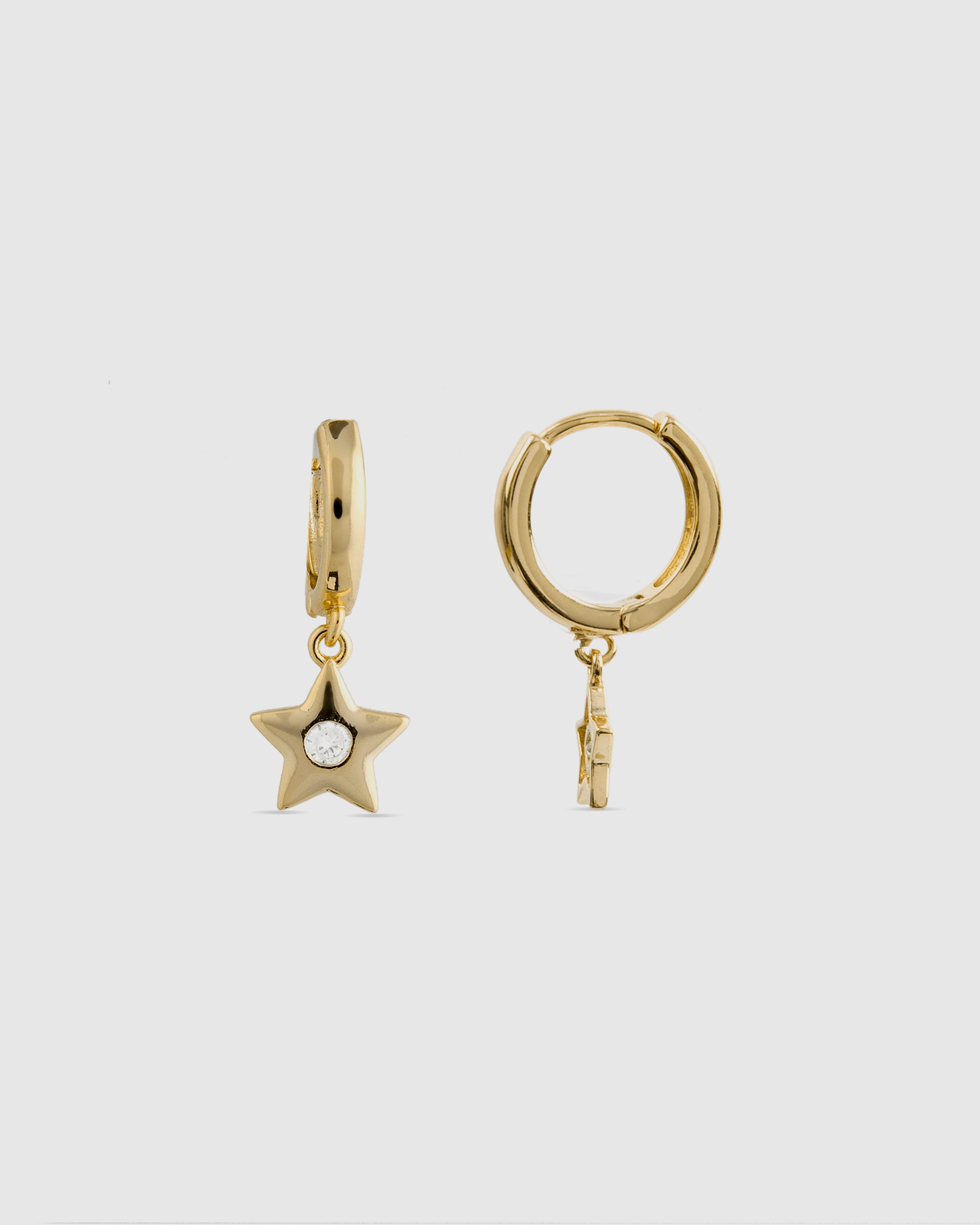 Brincos Basic Acabados em Ouro Amarelo de 18 Quilates com Zirconita Brilhante Ouro-1
