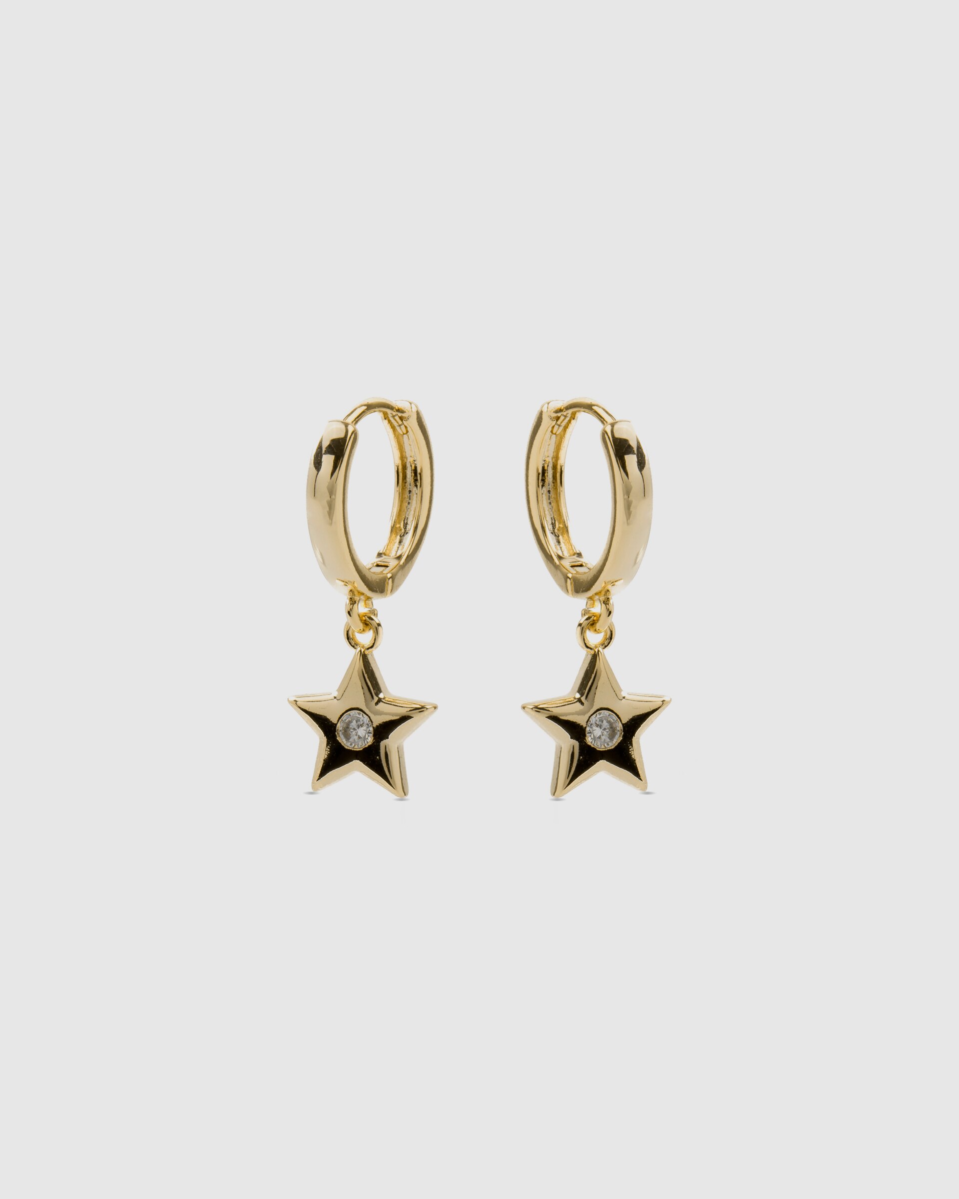 Brincos Basic Acabados em Ouro Amarelo de 18 Quilates com Zirconita Brilhante Ouro-3