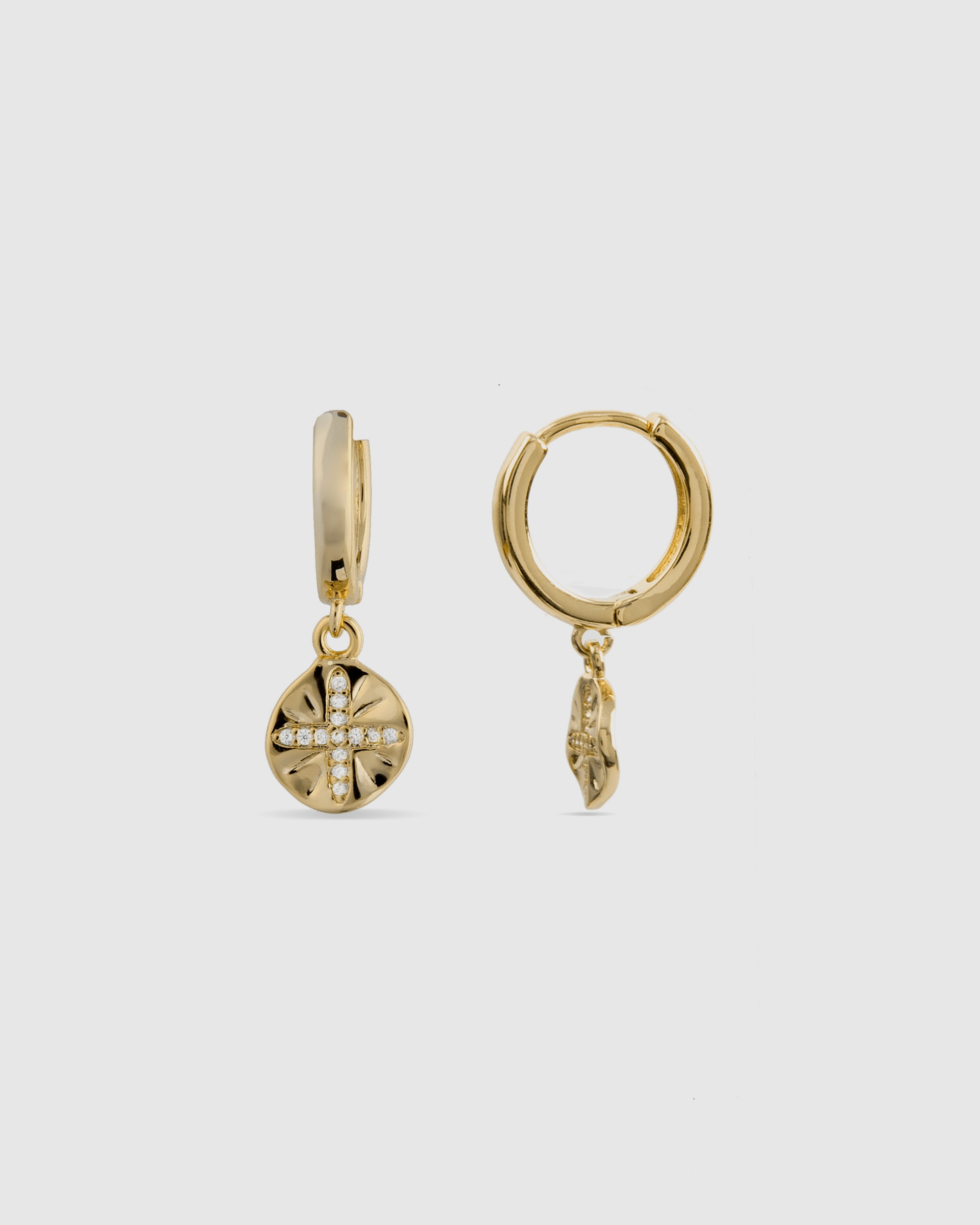 Brincos Basic Acabados em Ouro Amarelo de 18 Quilates com Zirconita Brilhante Ouro-1