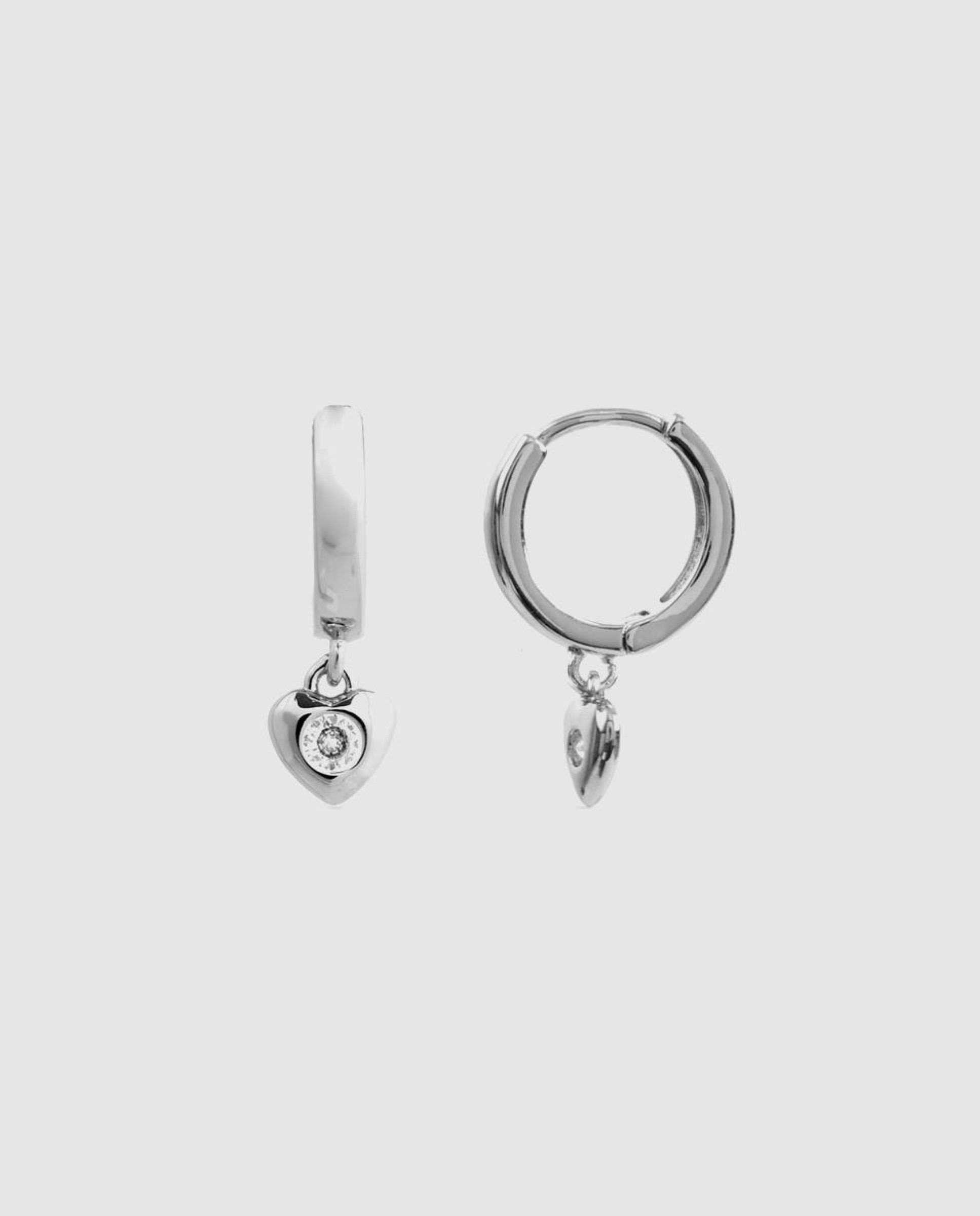 Brincos de Argola Basic Acabados em Ródio com Zirconita Brilhante Branco-1
