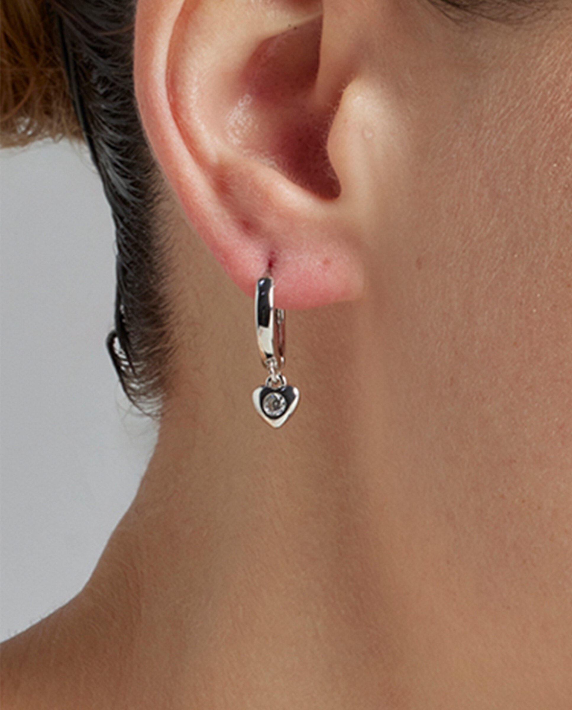 Brincos de Argola Basic Acabados em Ródio com Zirconita Brilhante Branco-4
