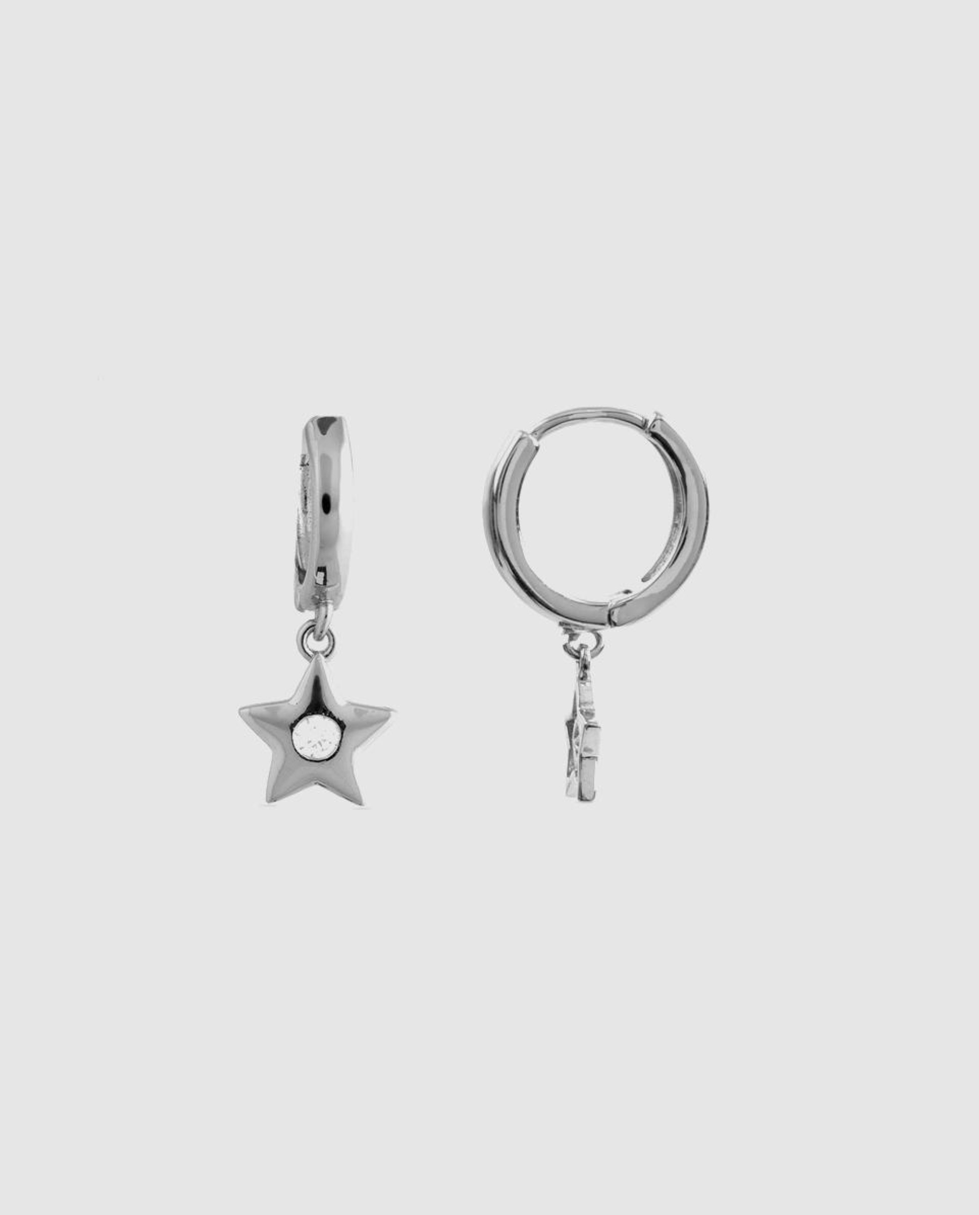 Brincos Basic Acabados em Ródio com Zirconita Brilhante Branco-1
