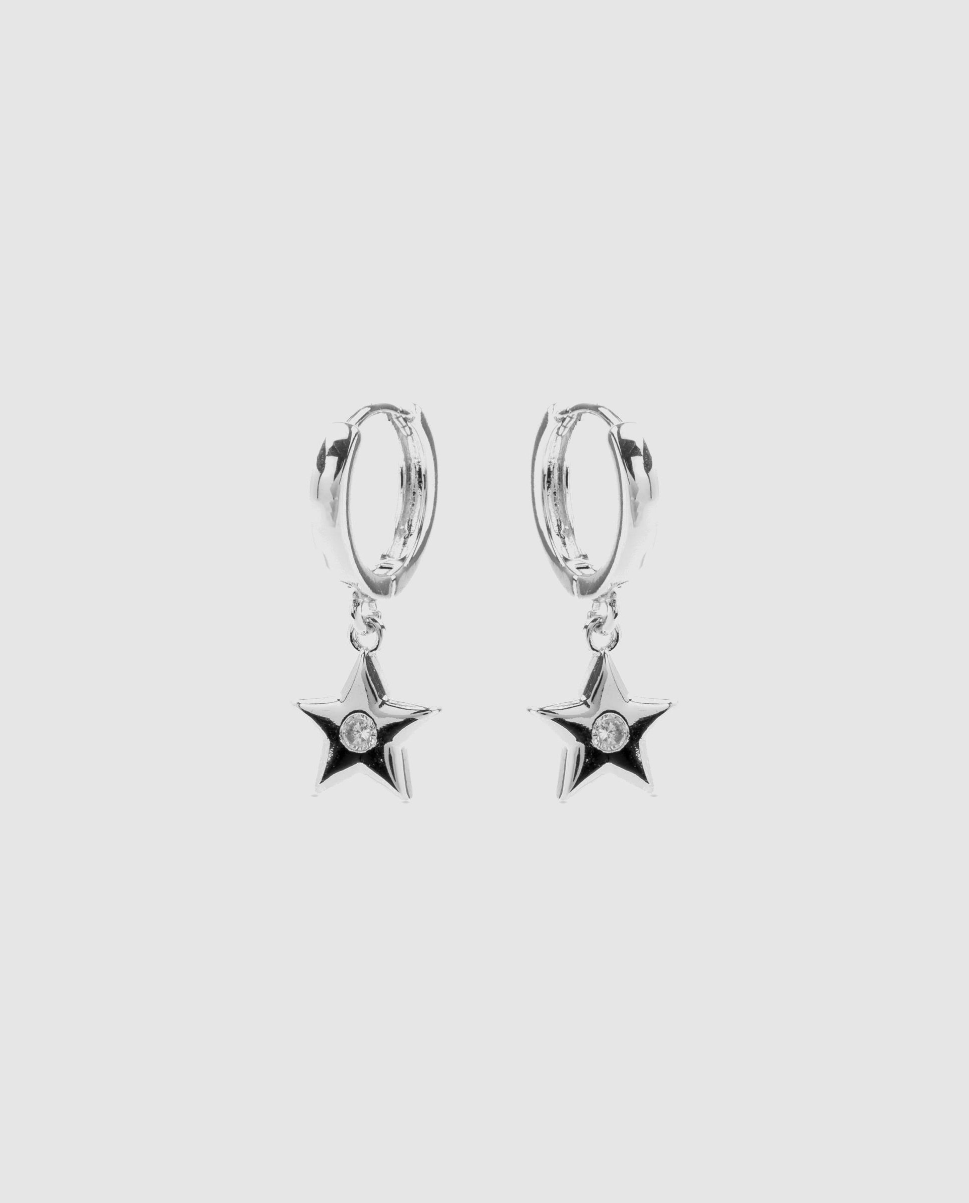 Brincos Basic Acabados em Ródio com Zirconita Brilhante Branco-3