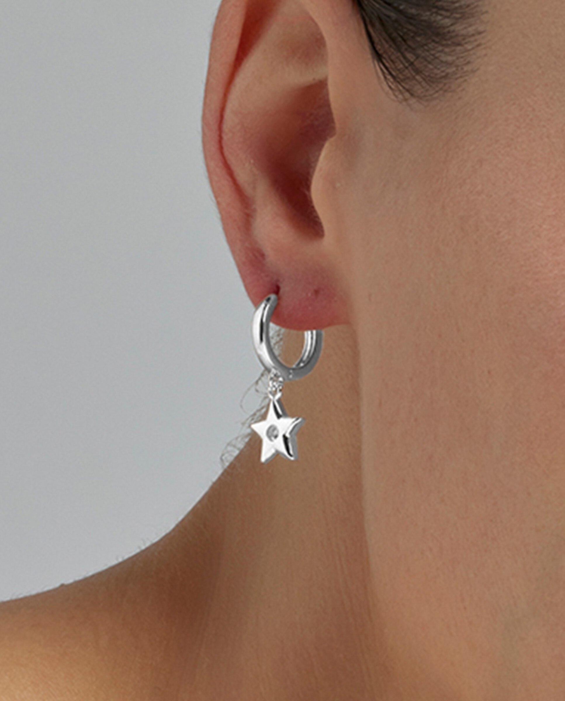 Brincos Basic Acabados em Ródio com Zirconita Brilhante Branco-4