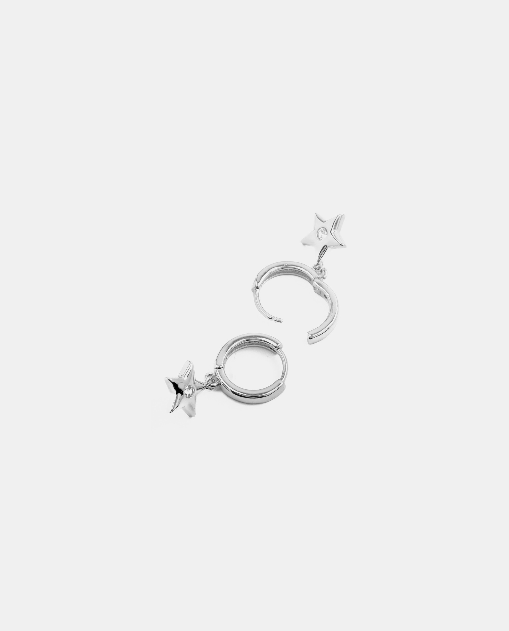 Brincos Basic Acabados em Ródio com Zirconita Brilhante Branco-5