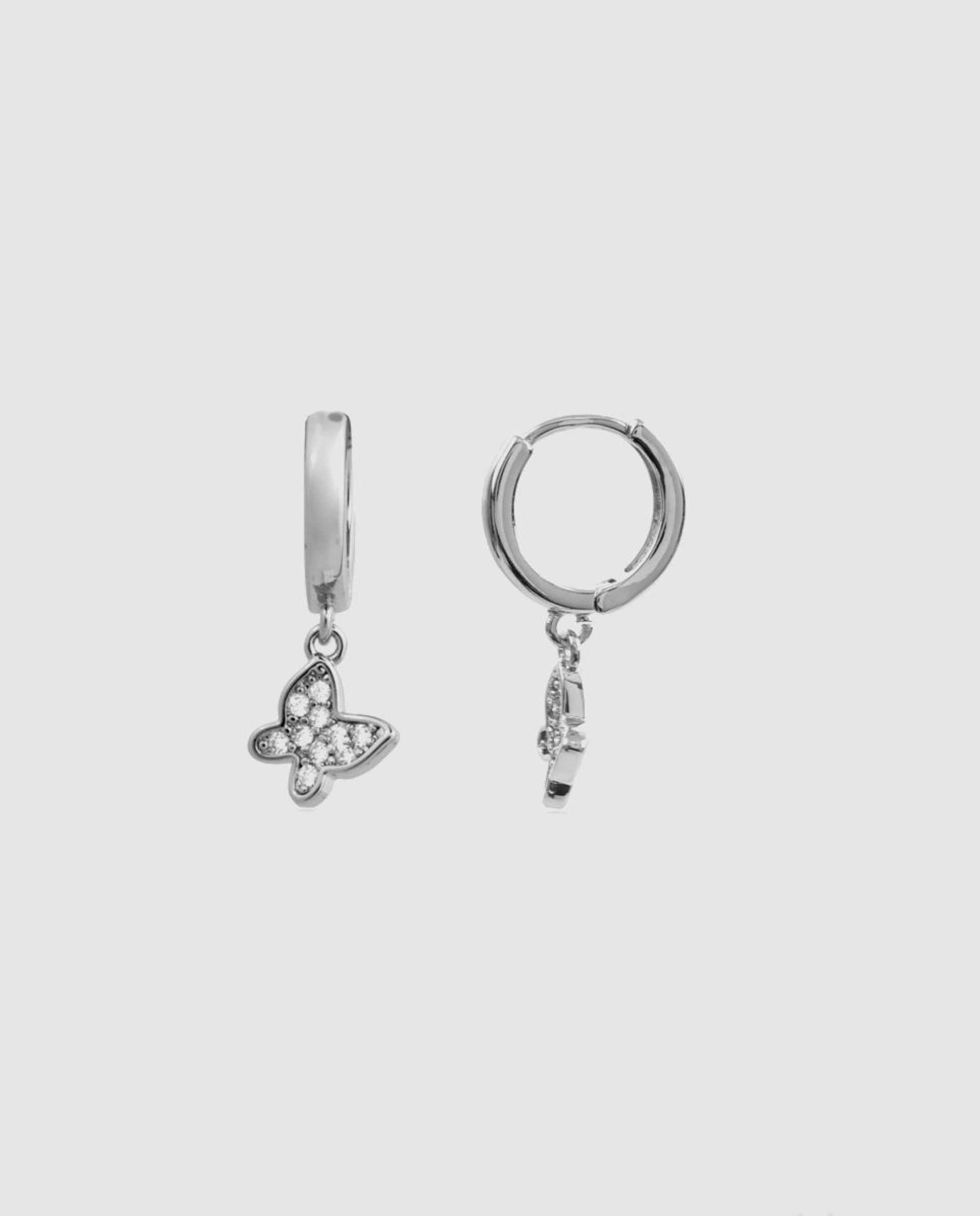 Brincos de Argola África Acabados em Ródio com Zirconita Brilhante Branco-1