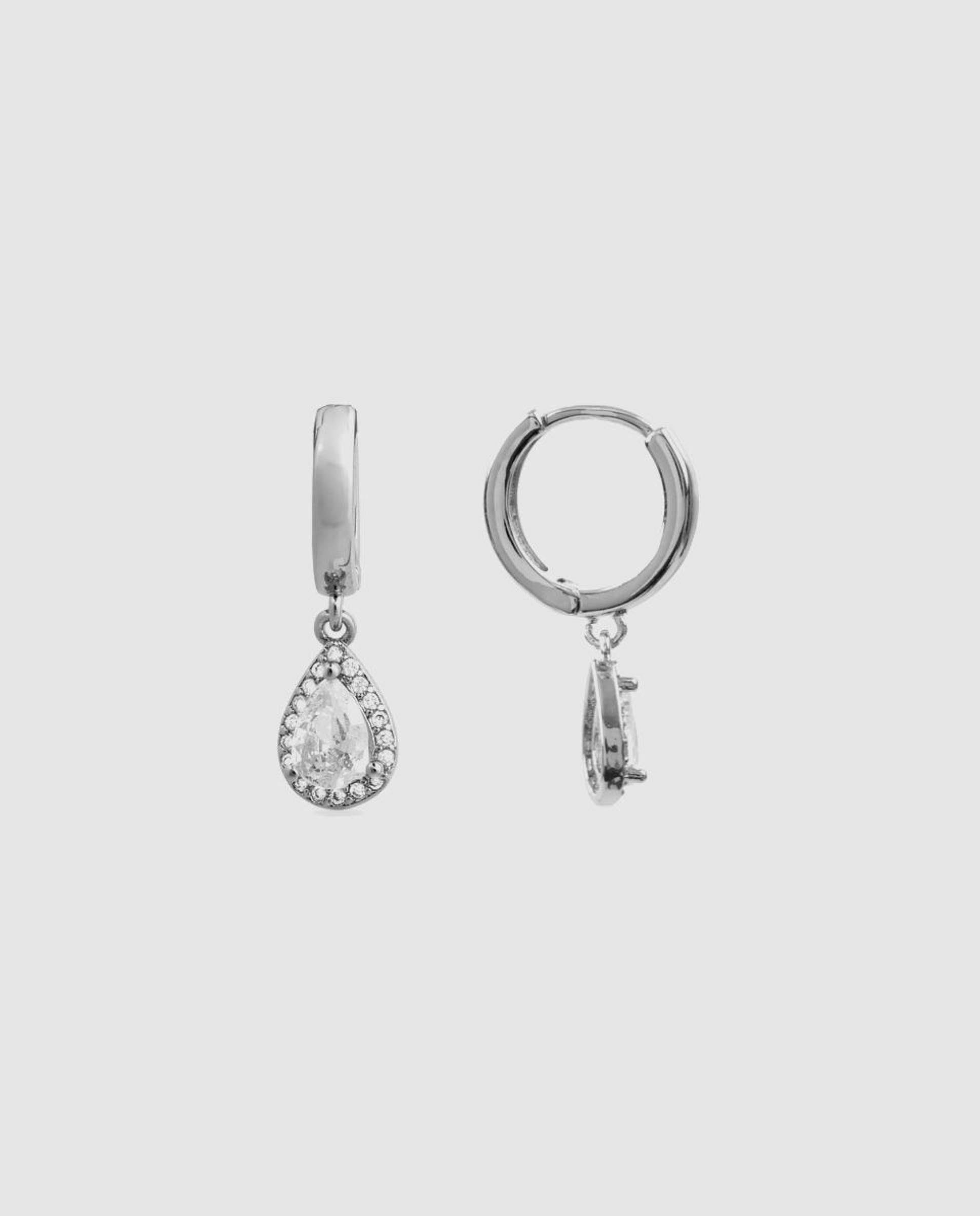 Brincos de Argola África Acabados em Ródio com Zirconita Brilhante Branco-1