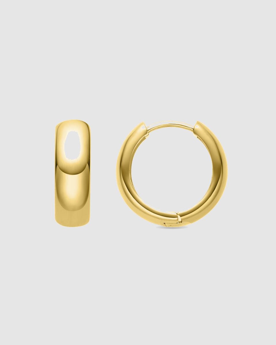 Brincos de Argola Basic Acabados em Ouro de 18 Quilates Dourado-1