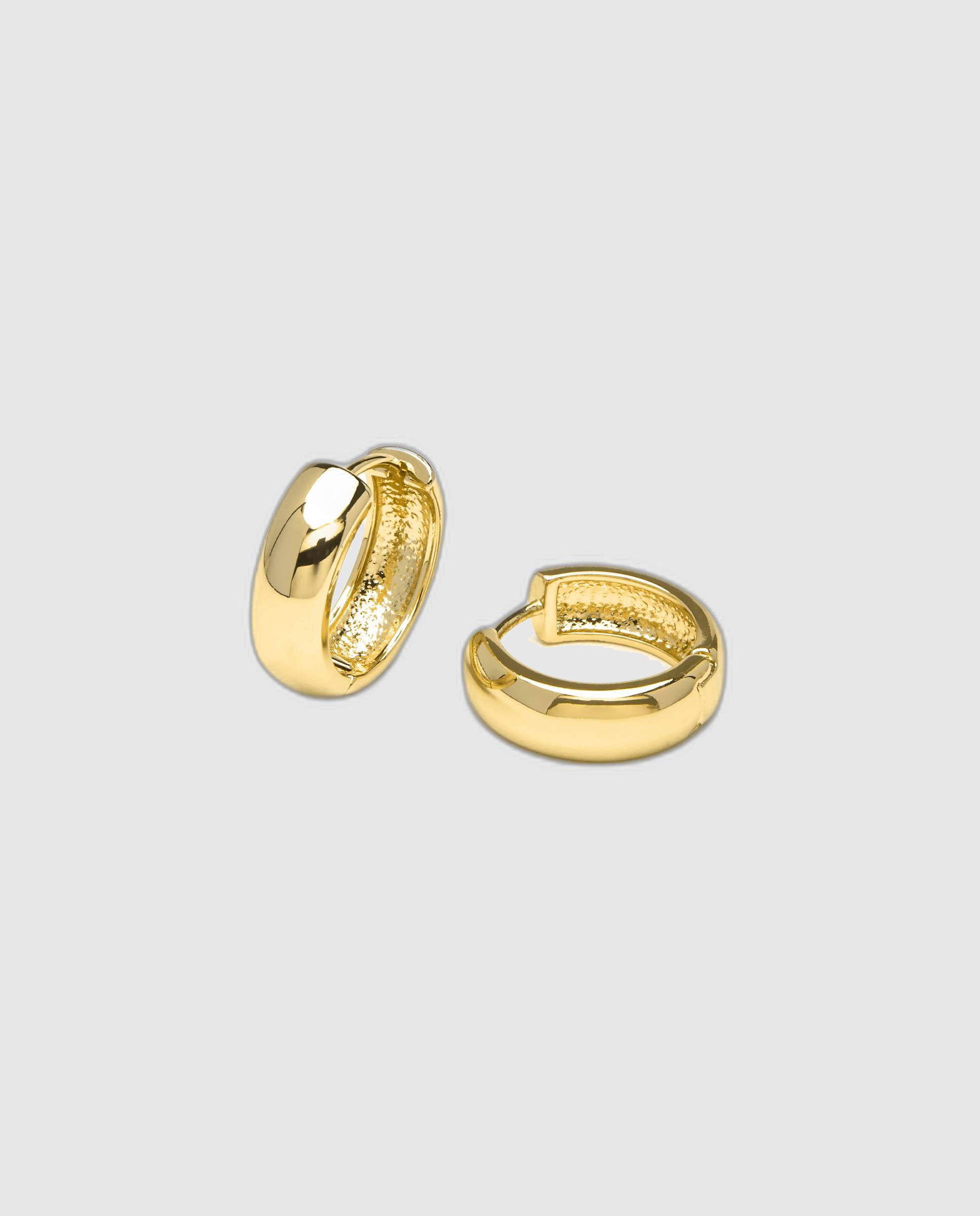 Brincos de Argola Basic Acabados em Ouro de 18 Quilates Dourado-4
