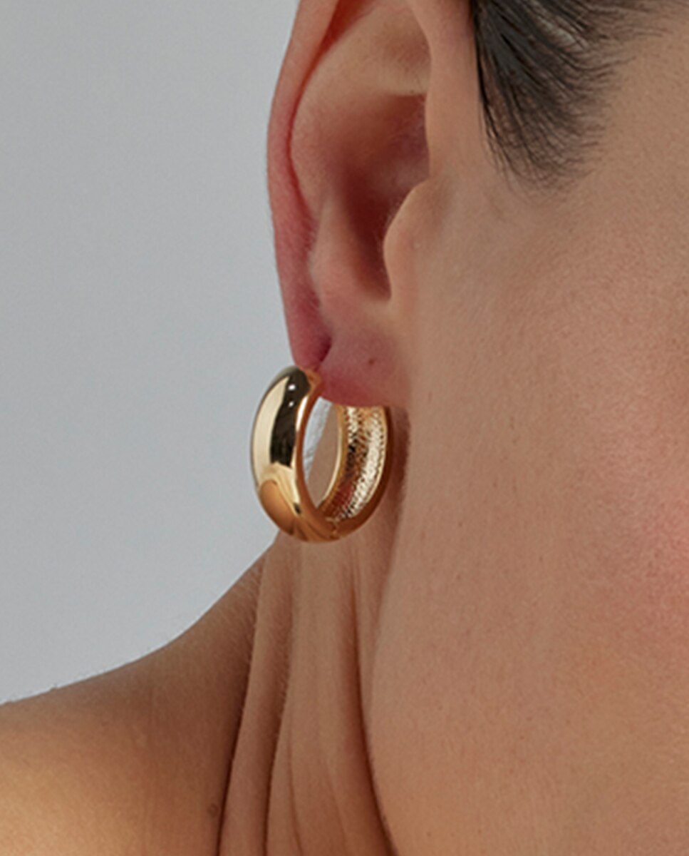 Brincos de Argola Basic Acabados em Ouro Amarelo de 18 Quilates Ouro-4