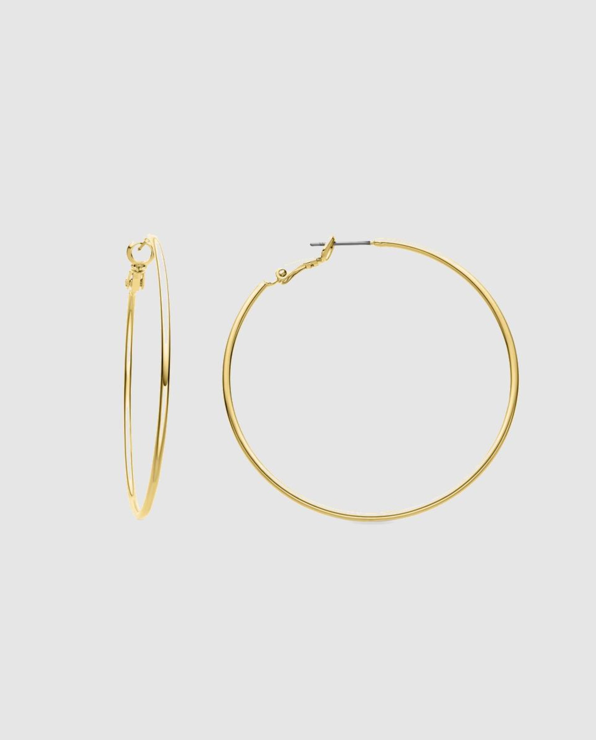 Brincos de Argola Basic Acabados em Ouro Amarelo de 18 Quilates Dourado-1