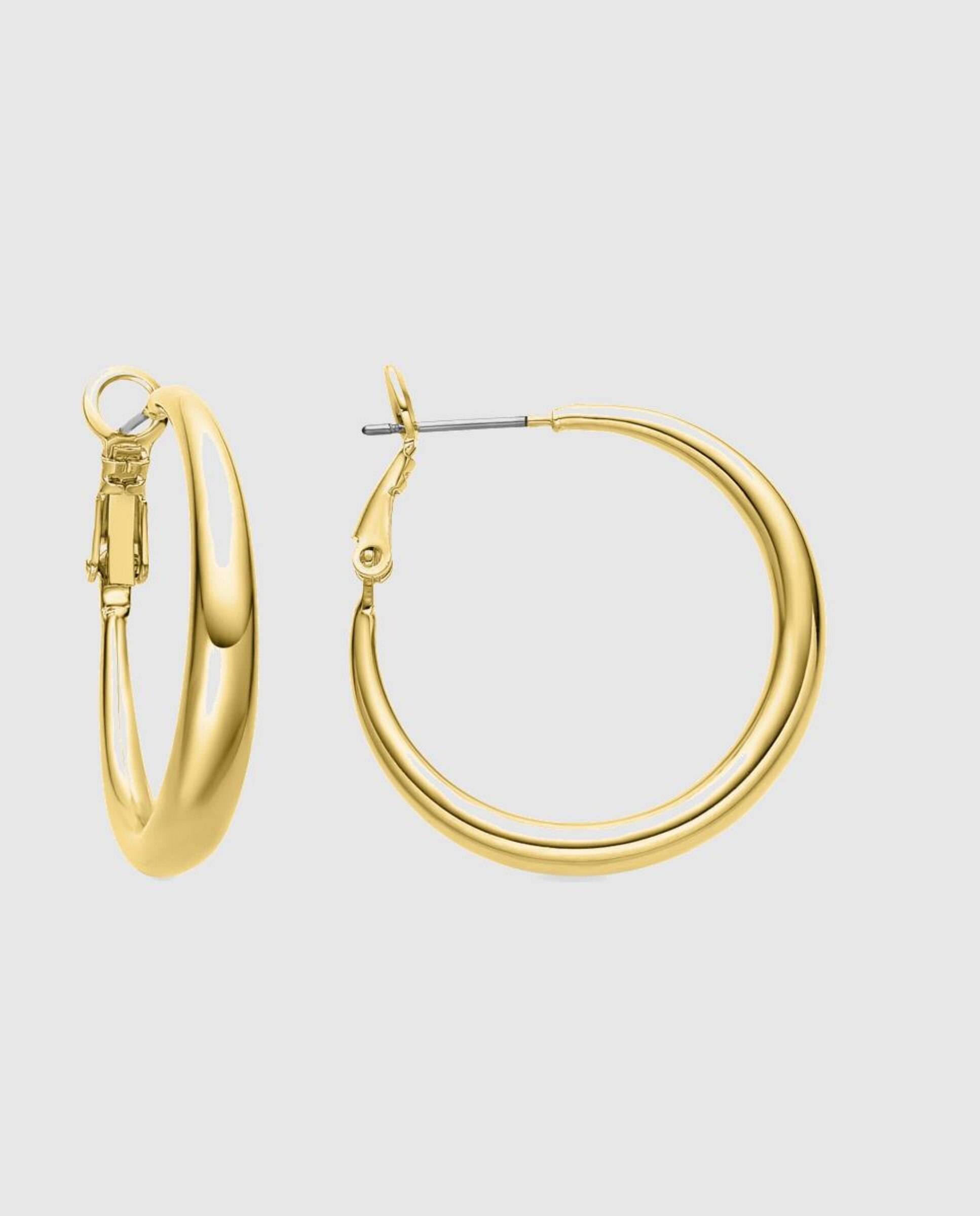 Brincos de Argola Basic Acabados em Ouro de 18 Quilates Dourado-1