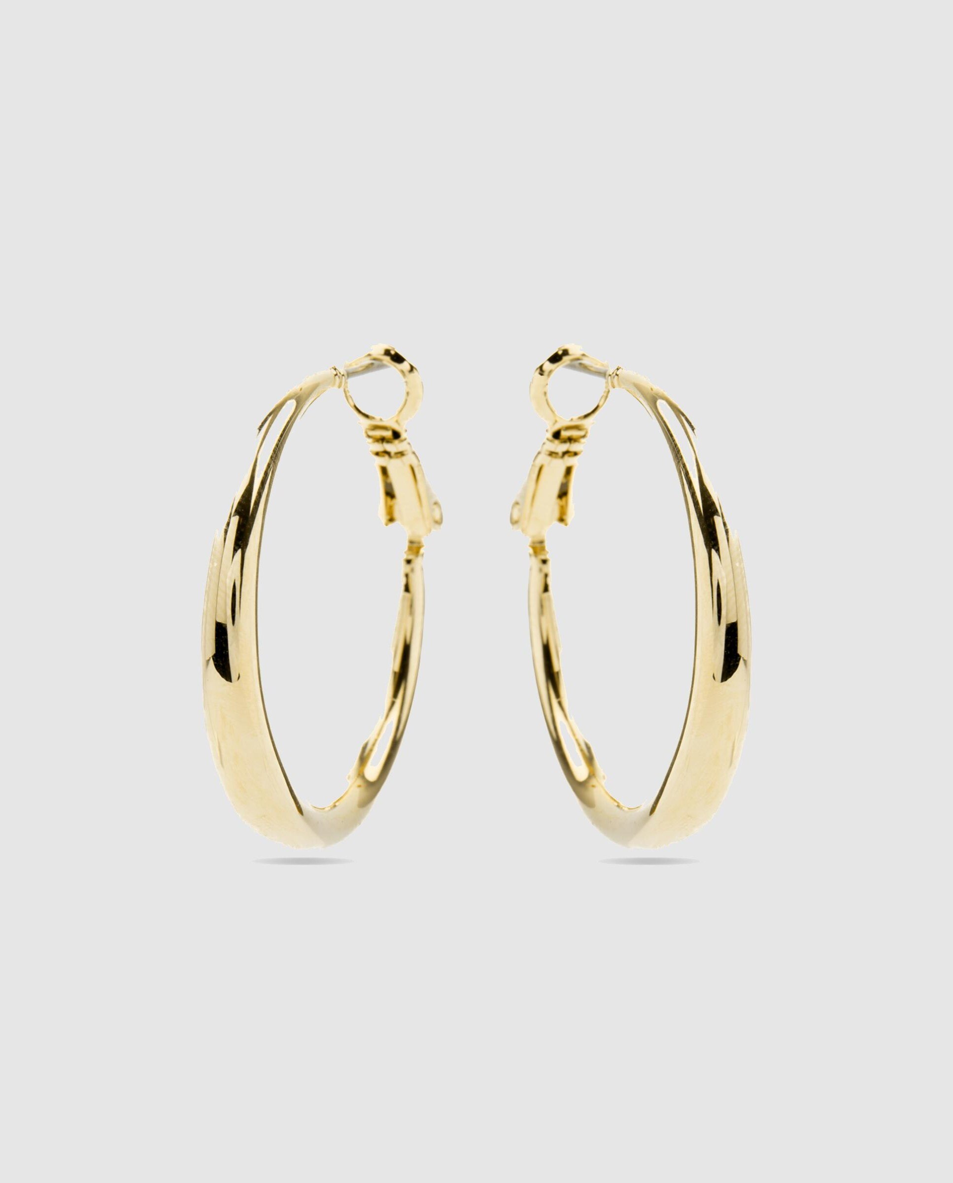 Brincos de Argola Basic Acabados em Ouro de 18 Quilates Dourado-3
