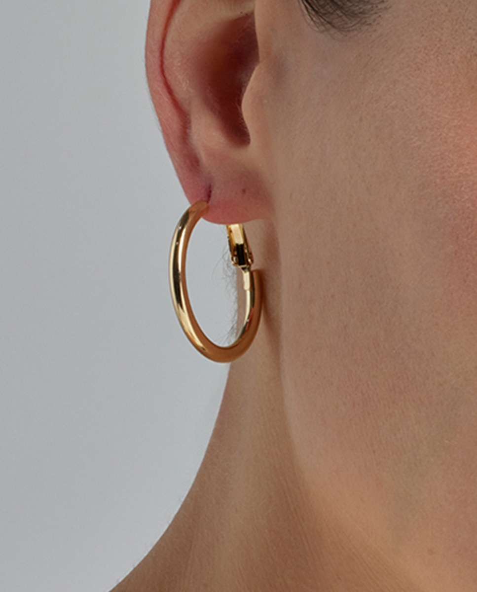 Brincos de Argola Basic Acabados em Ouro Amarelo de 18 Quilates Amarelo-4