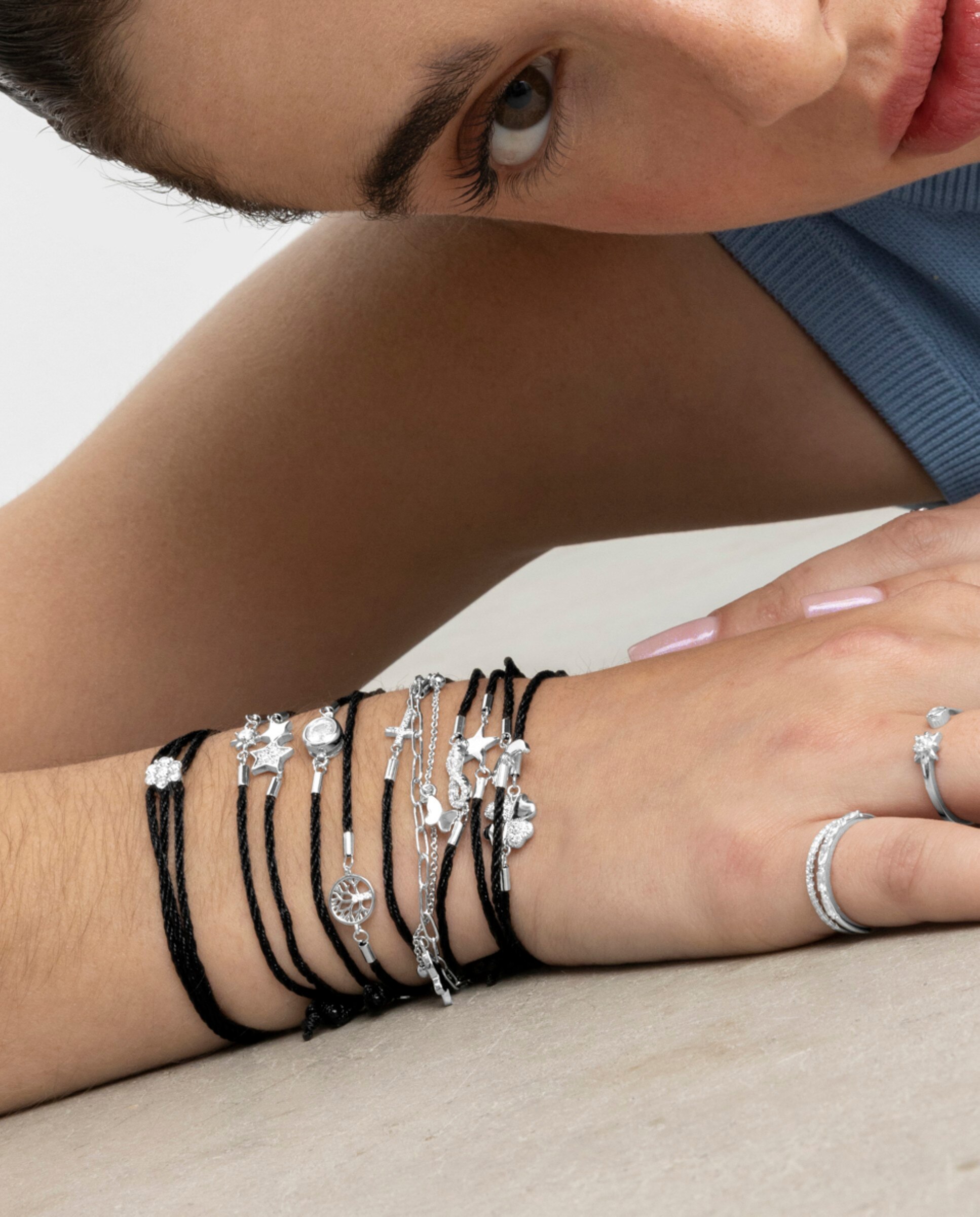 Pulseira de Cordão e Fio Pide Un Deseo de Prata de Lei 925 com Acabamento em Ródio e Zirconita Brilhante Branco-3