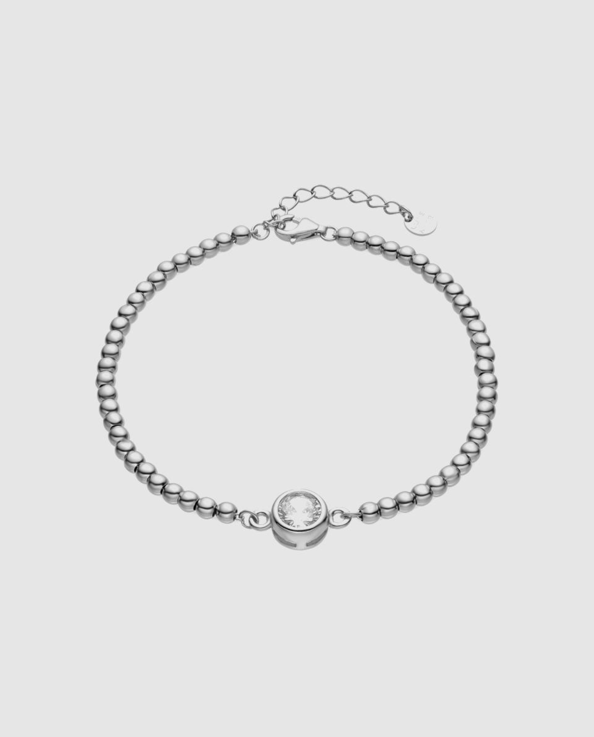 Pulseira de Corrente Pide Un Deseo de Prata de Lei 925 com Acabamento em Ródio e Zirconita Brilhante Branco-1