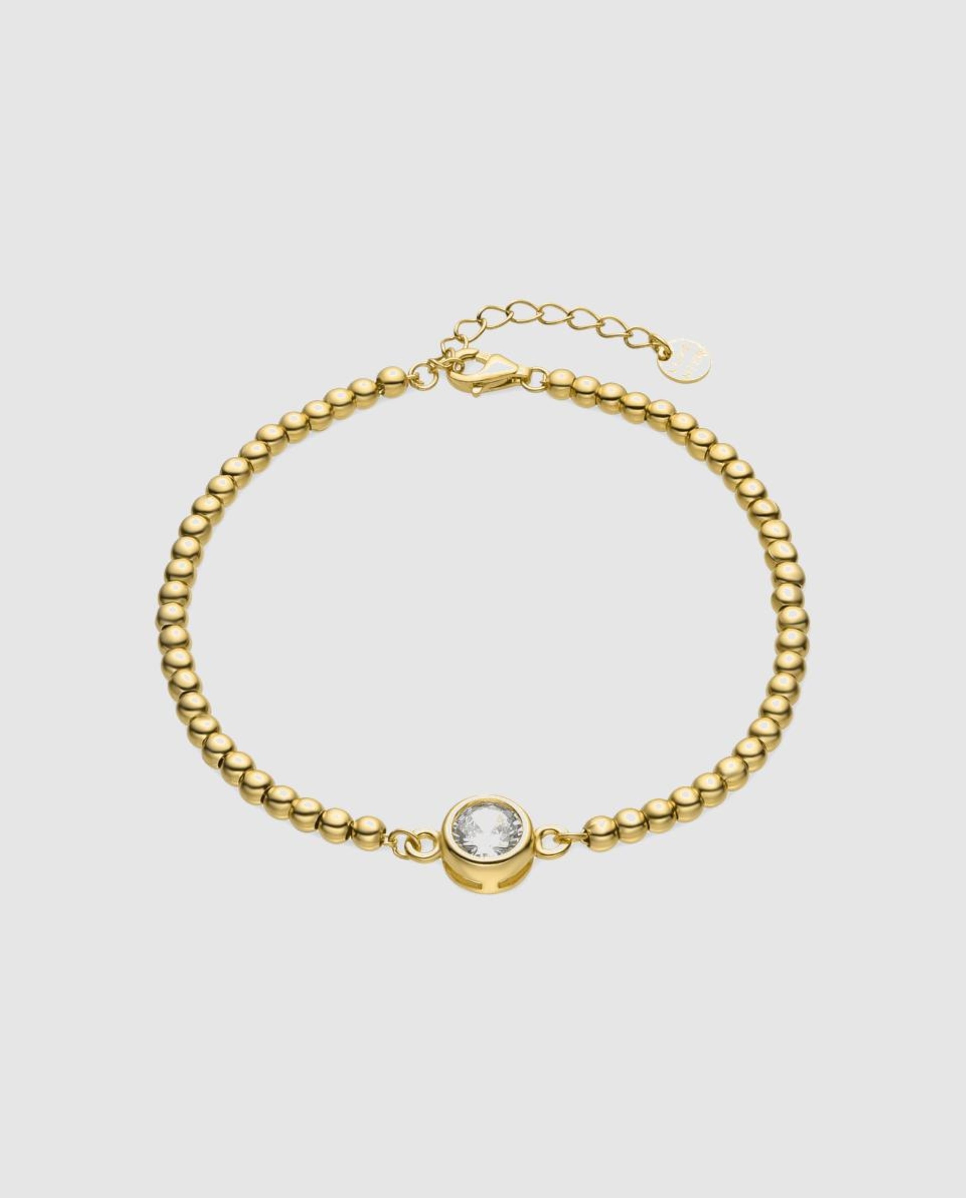 Pulseira de Corrente Pide Un Deseo de Prata de Lei 925 Acabada em Ouro Amarelo de 18 Quilates com Zirconita Brilhante Branco-1