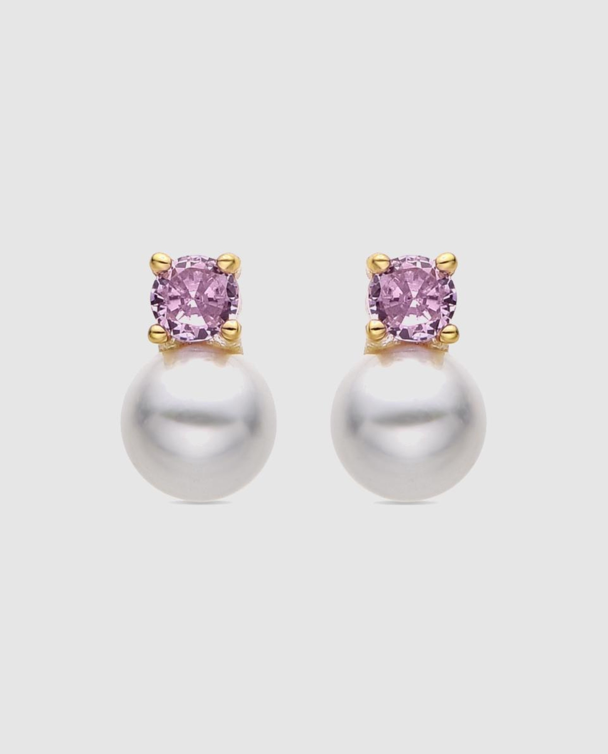 Brincos Kids And Baby de Prata de Lei 925 com Acabamento em Ouro de 18 Quilates e Zirconita Rosa Rosa-1