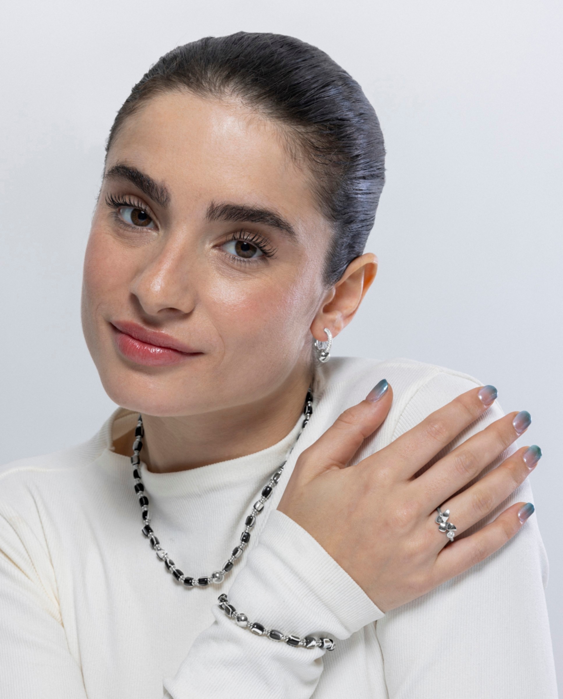 Anel Ajustável Peça Um Desejo de Prata de Lei 925 com Acabamento em Ródio e Zirconita Brilhante Verde-4