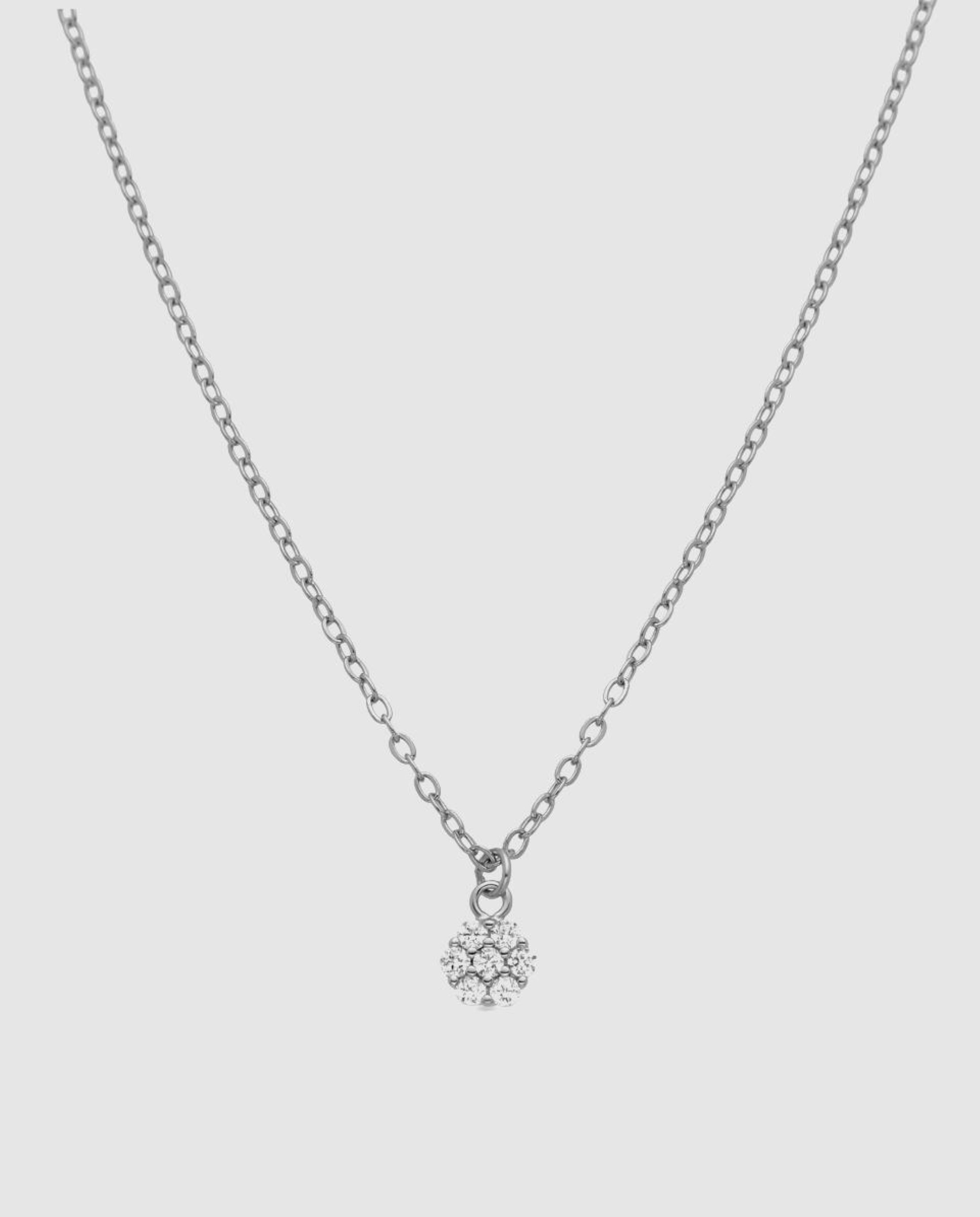 Colar Pide Un Deseo de Prata de Lei 925 com Acabamento em Ródio e Zirconita Brilhante Branco-1