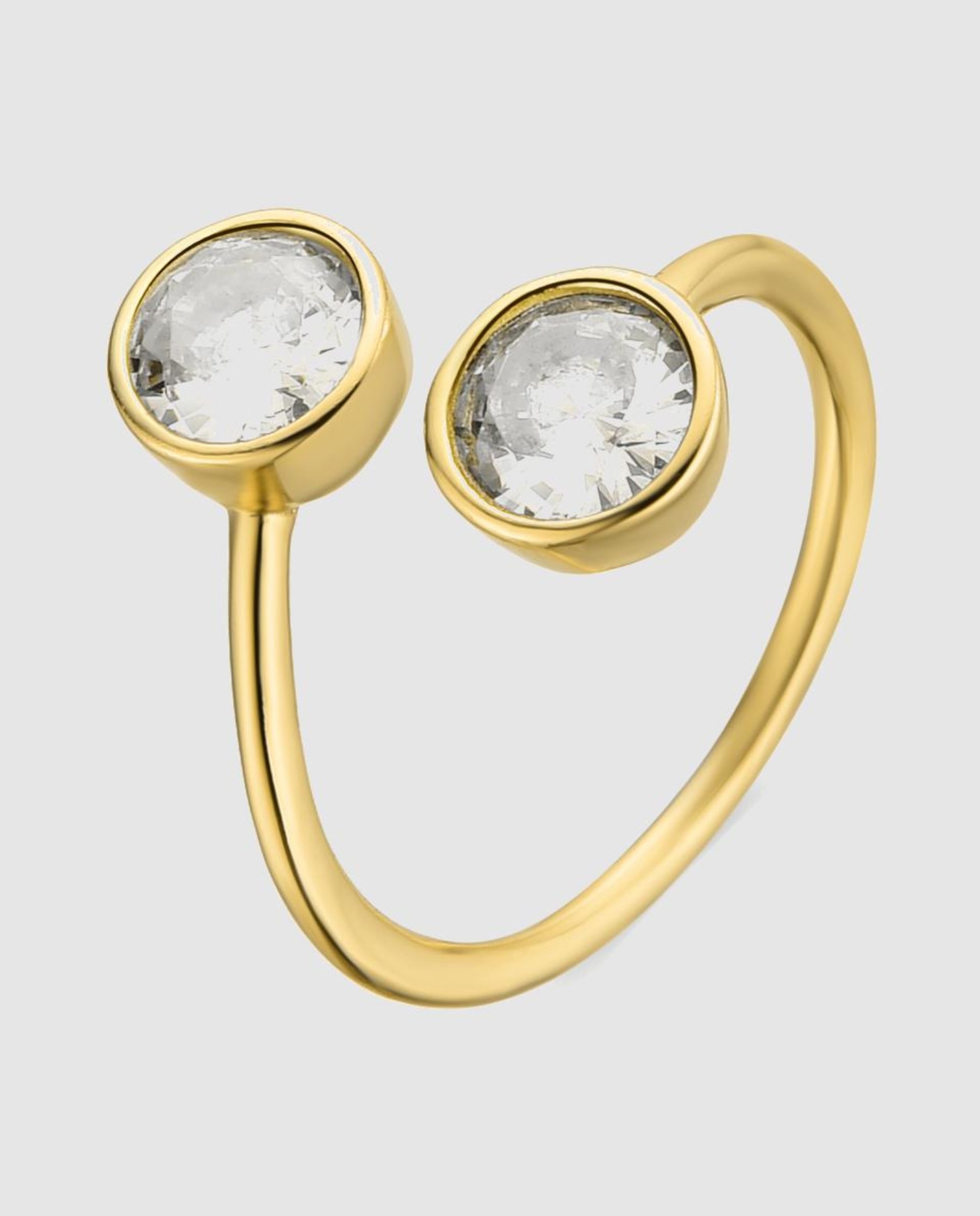 Anel Ajustável Pide Un Deseo de Prata de Lei 925 com Acabamento em Ouro Amarelo de 18 Quilates e Zirconita Brilhante Branco-1