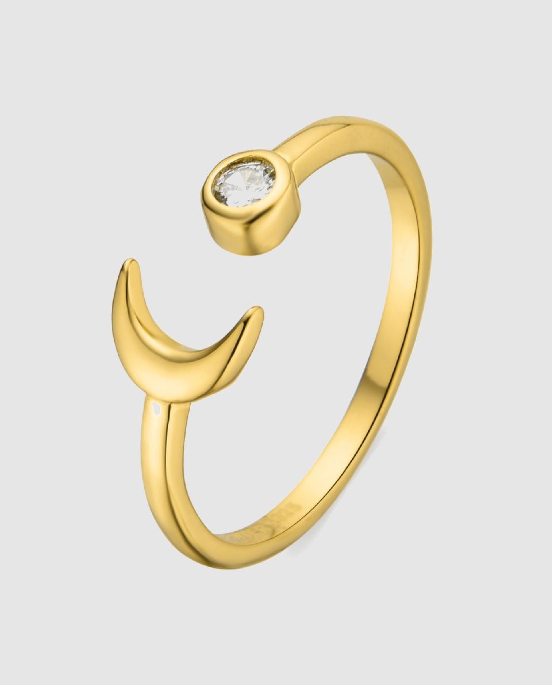 Anel Ajustável Pede Um Desejo de Prata de Lei 925 com Acabamento em Ouro de 18 Quilates e Zirconita Brilhante Dourado-1