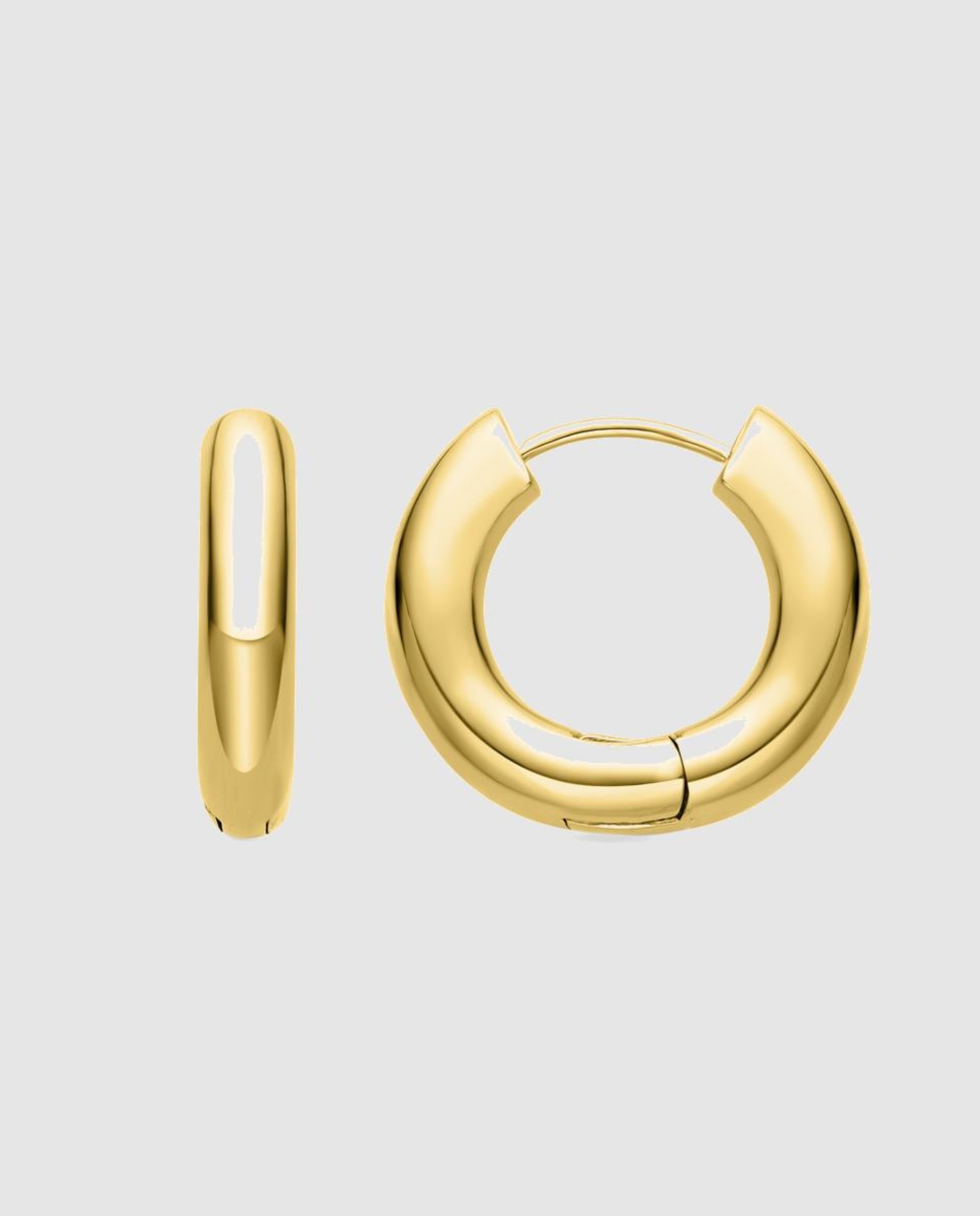 Brincos de Argola Basic Acabados em Ouro Amarelo de 18 Quilates Dourado-1