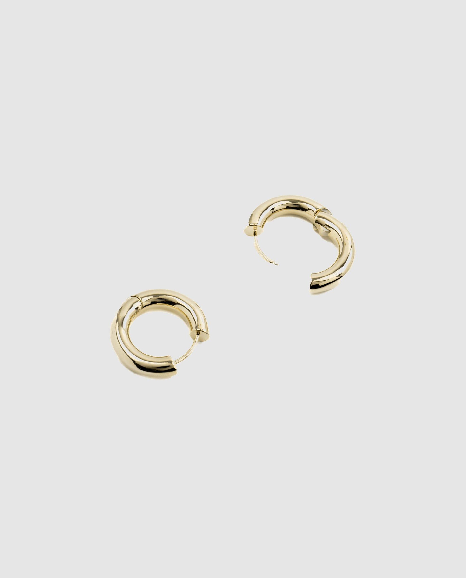Brincos de Argola Basic Acabados em Ouro Amarelo de 18 Quilates Dourado-5