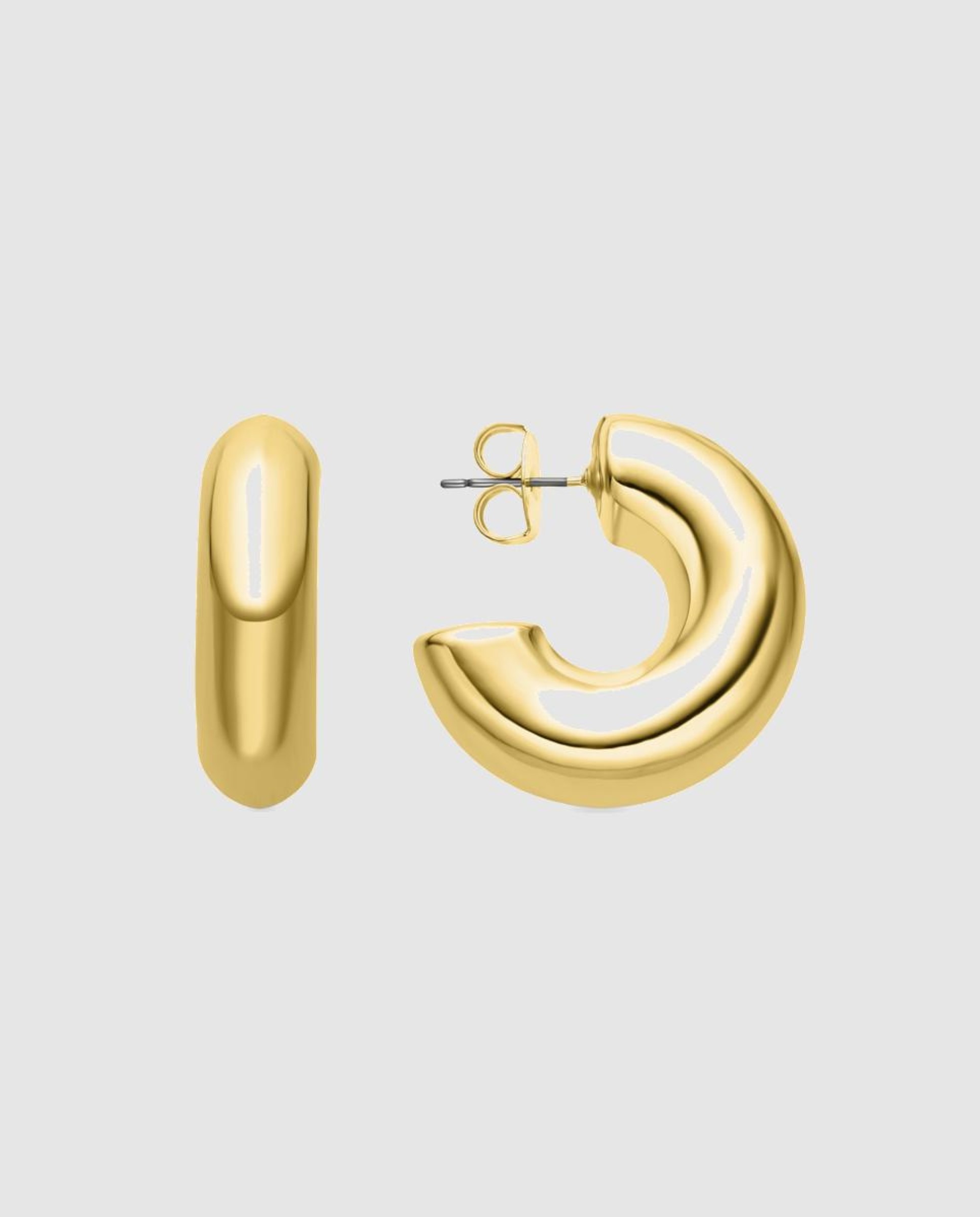 Brincos de Argola Basic Acabados em Ouro de 18 Quilates Dourado-1