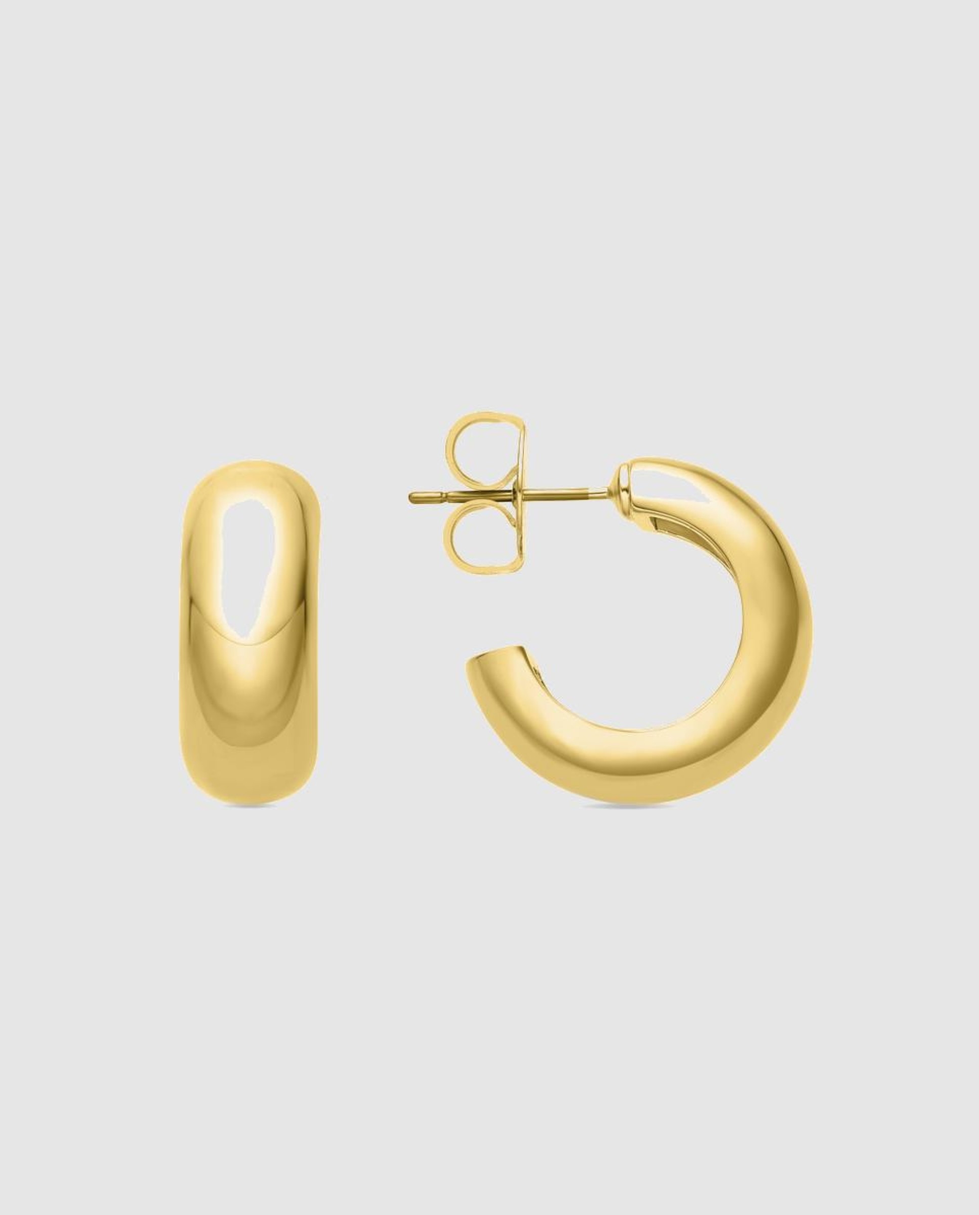 Brincos de Argola Basic Acabados em Ouro de 18 Quilates Dourado-1