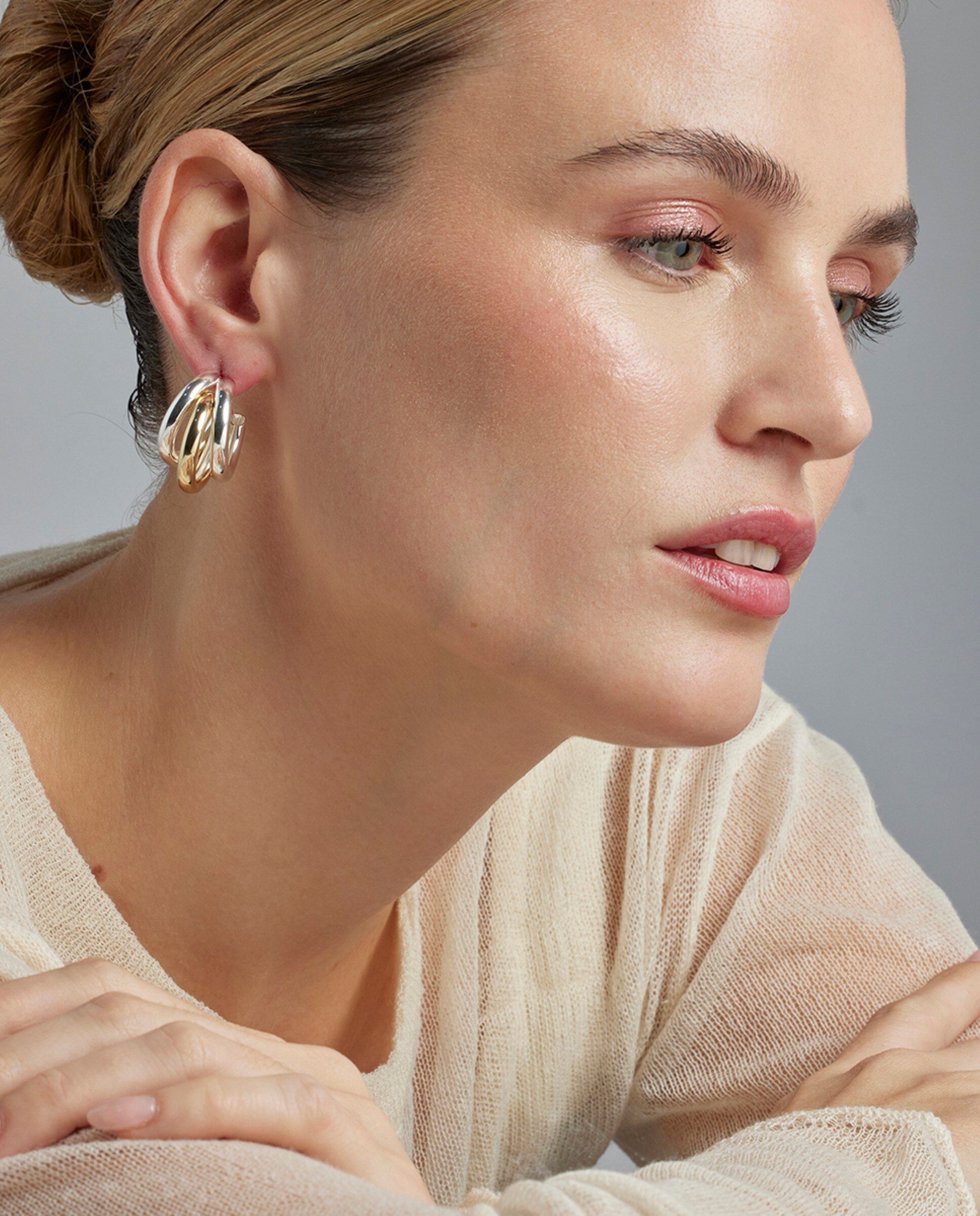 Brincos Basic com Acabamentos em Ródio Dourado-2