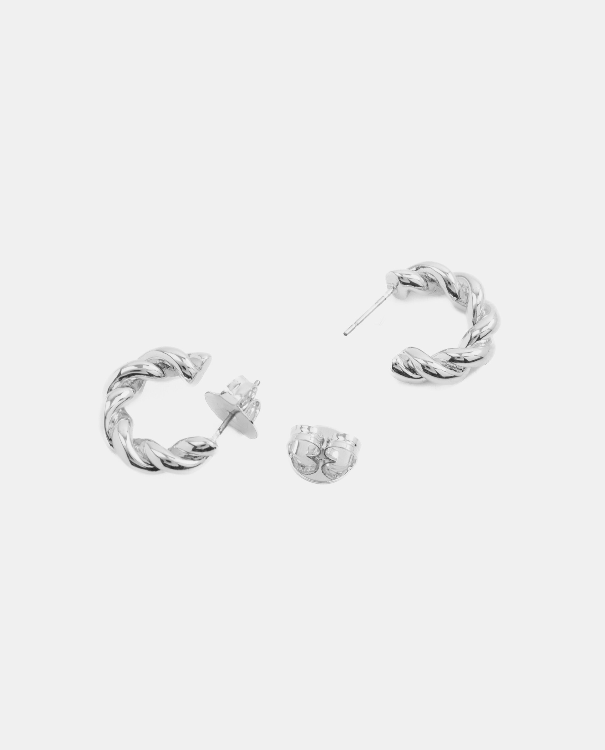 Brincos de Argola Basic Acabados em Ródio Prata mate-5