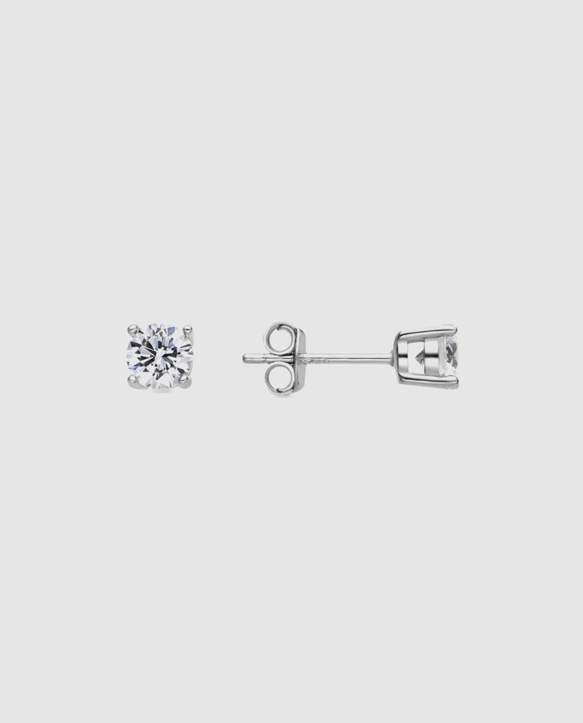 Brincos Essential de Prata de Lei 925 com Acabamento em Ródio e Zirconita Brilhante Branco-1