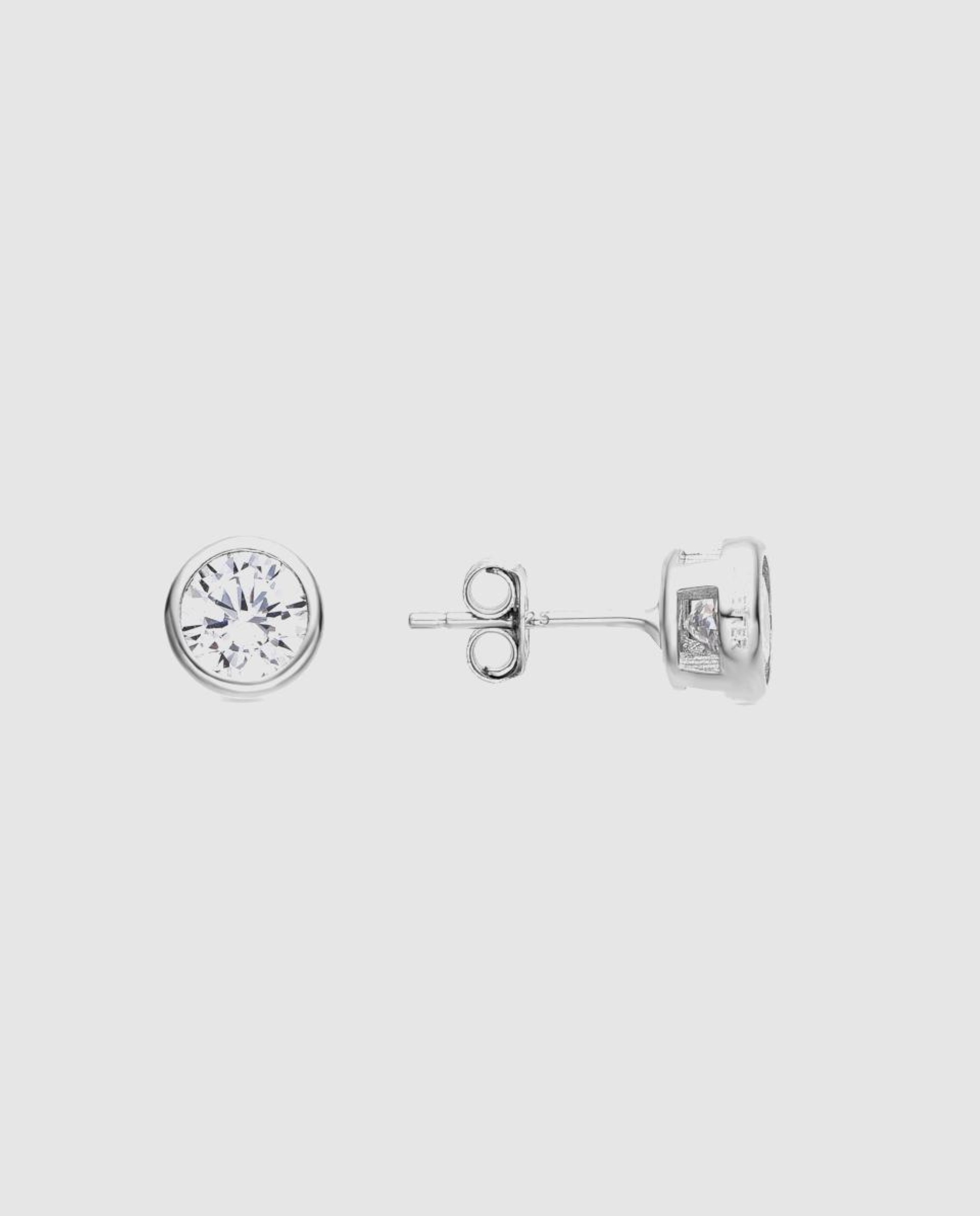 Brincos Essential de Prata de Lei 925 com Acabamento em Ródio e Zirconita Brilhante Branco-1