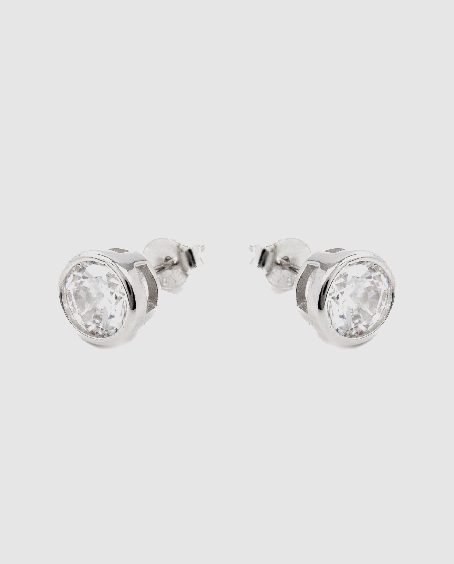 Brincos Essential de Prata de Lei 925 com Acabamento em Ródio e Zirconita Brilhante Branco-3