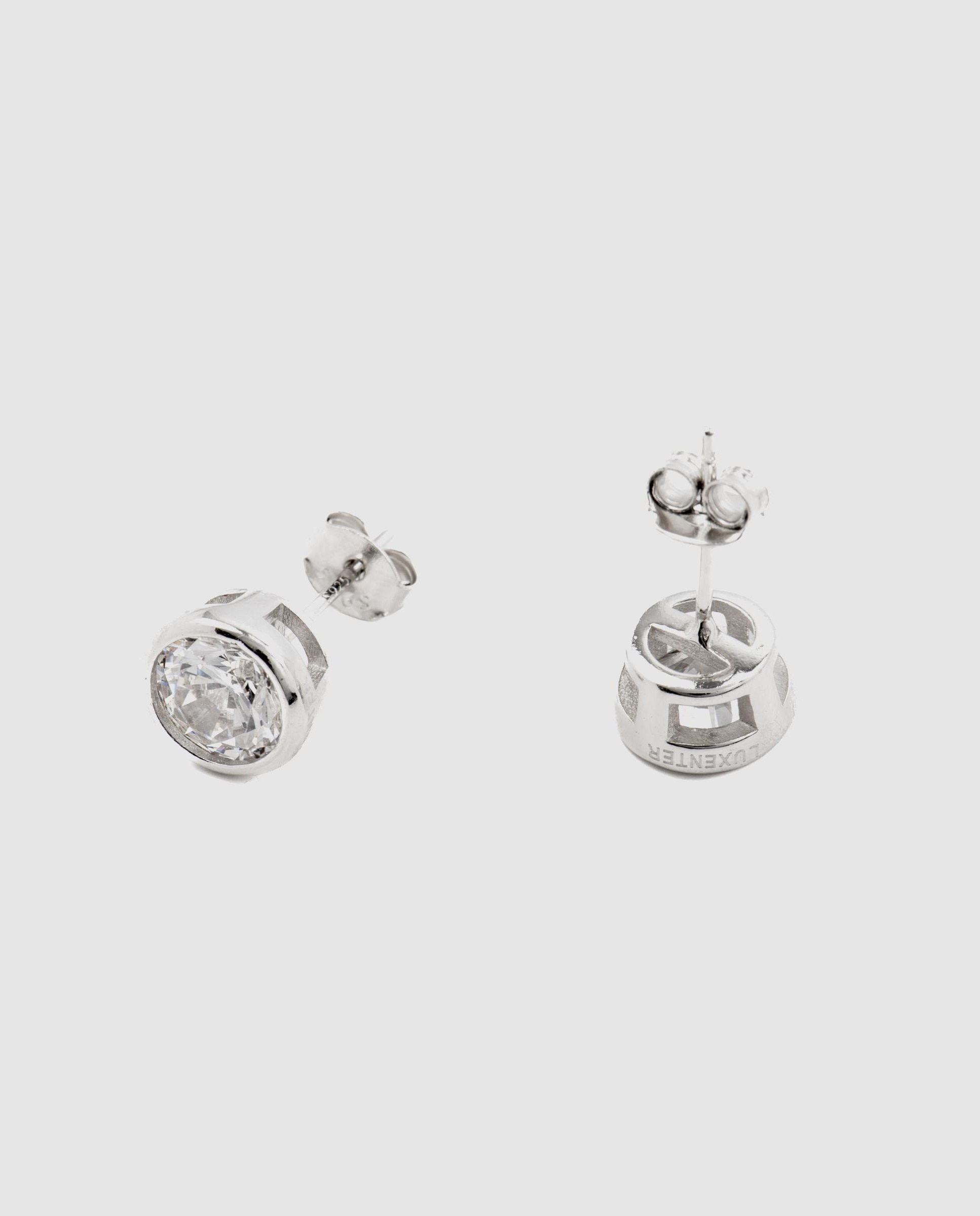 Brincos Essential de Prata de Lei 925 com Acabamento em Ródio e Zirconita Brilhante Branco-5