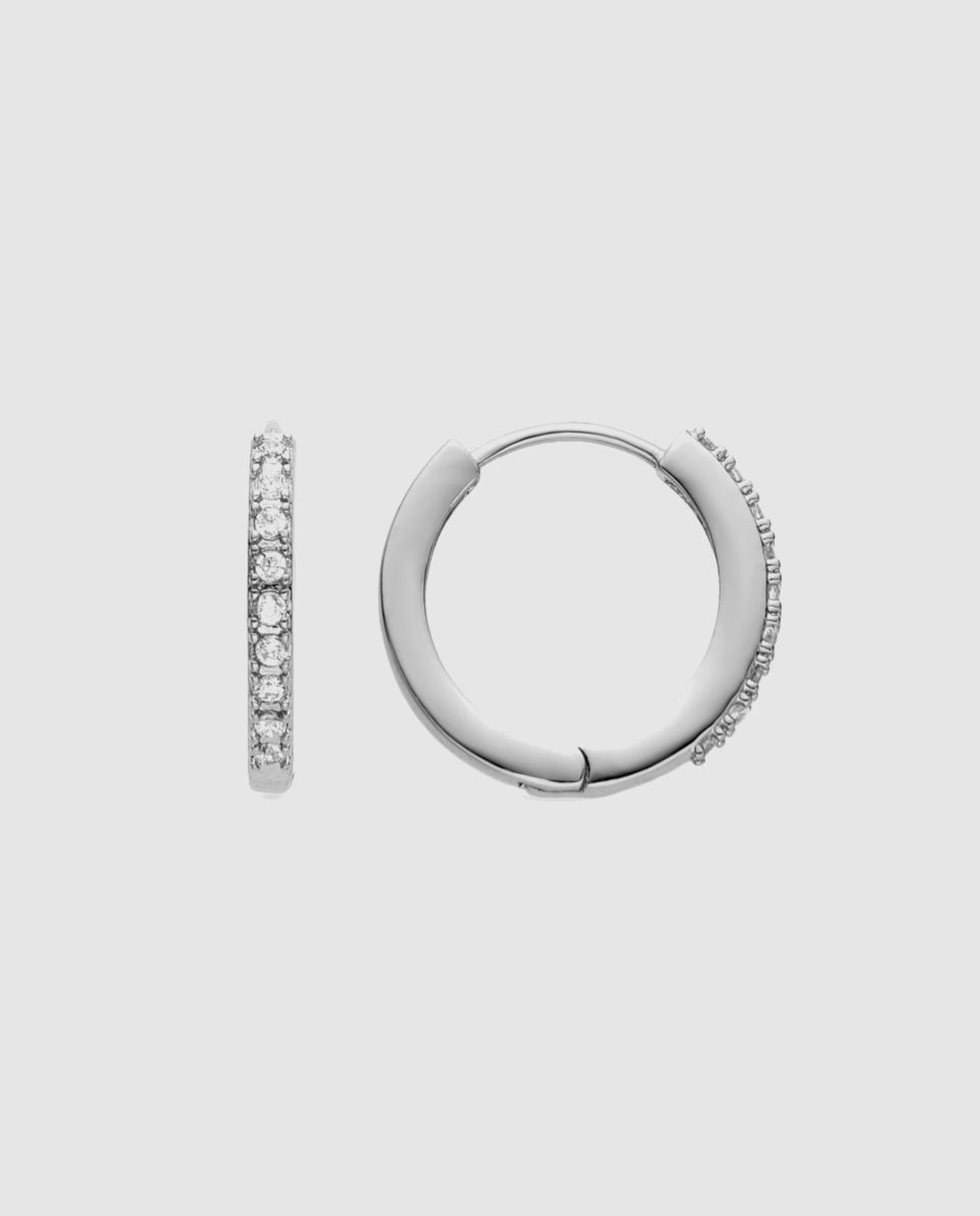 Brincos de Argola África Acabados em Ródio com Zirconita Brilhante Branco-1