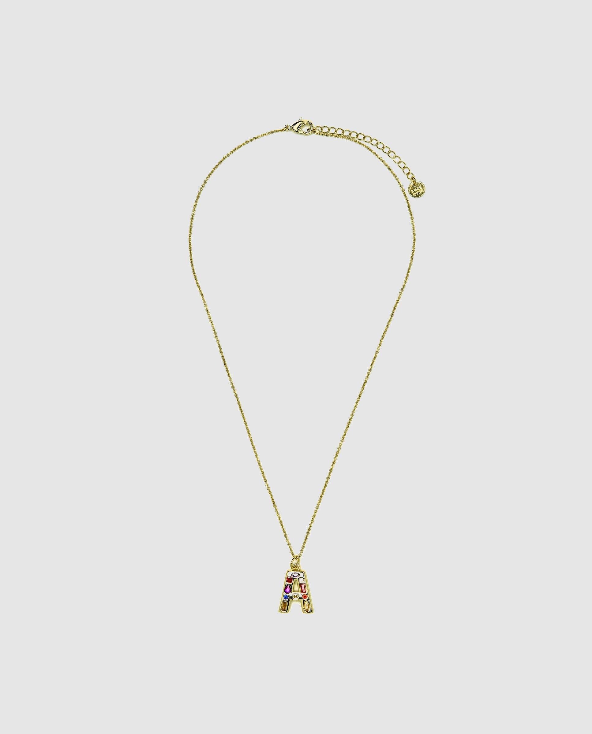 Colar Letras com Acabamento em Ouro de 18 Quilates e Zirconita Multicolor Multicolor-3