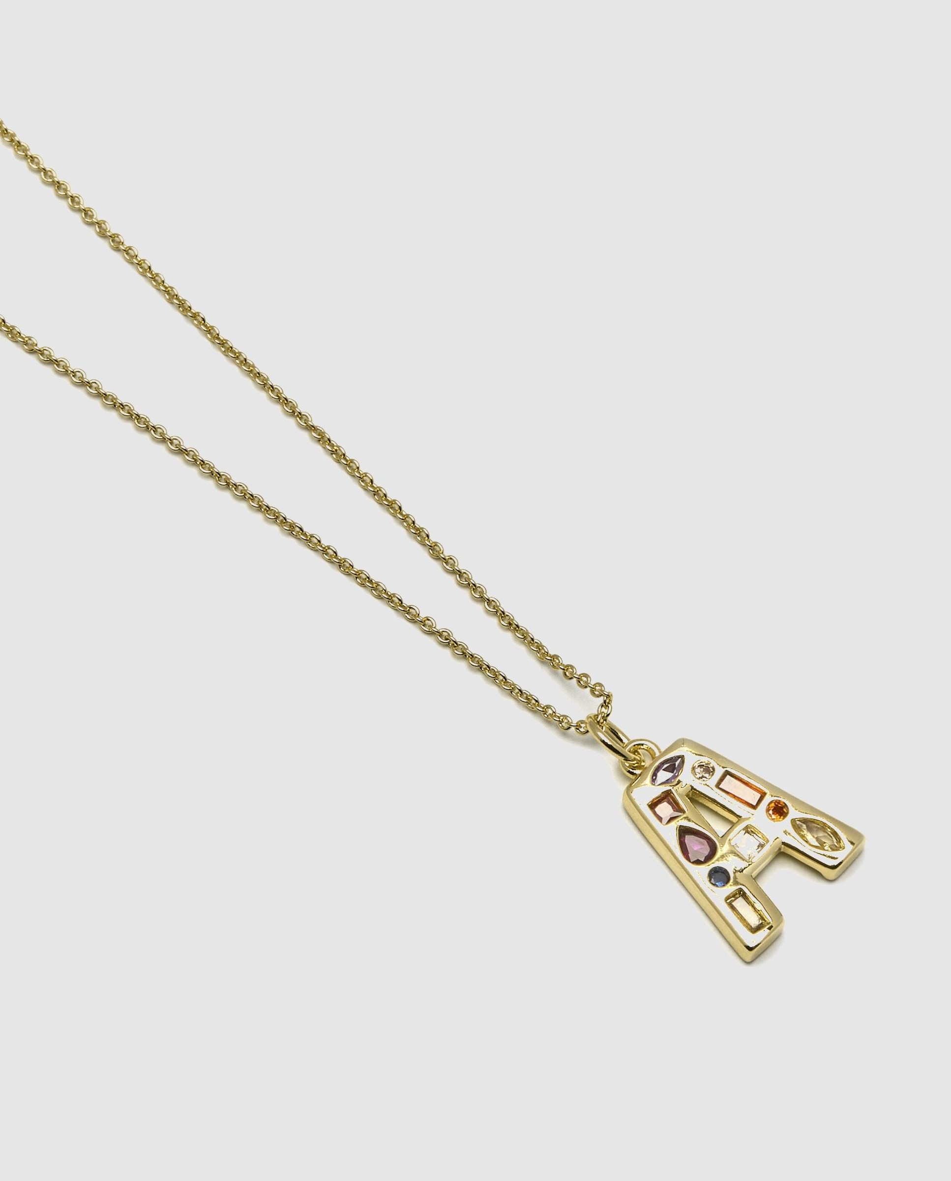 Colar Letras com Acabamento em Ouro de 18 Quilates e Zirconita Multicolor Multicolor-6