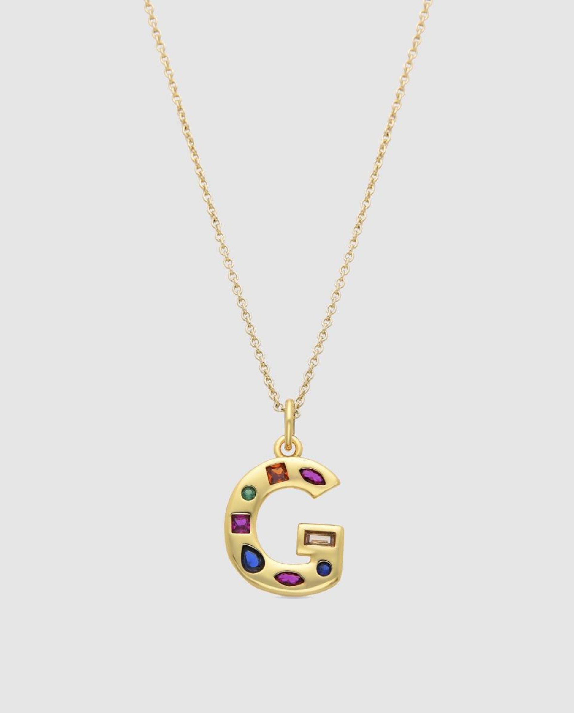 Colar Letras com Acabamento em Ouro de 18 Quilates e Zirconita Multicolor Multicolor-1